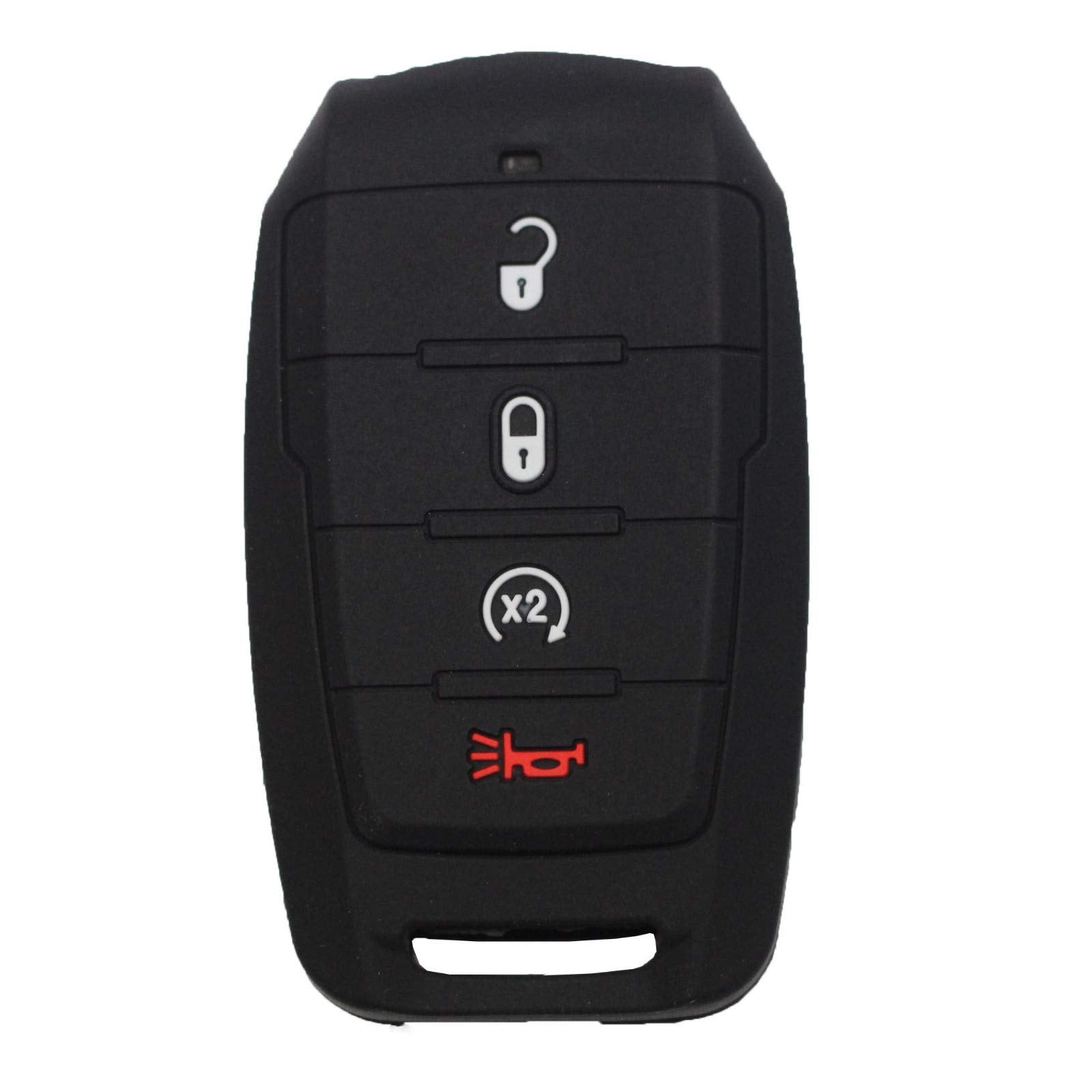 Btopars 2pcs 4 Buttons Silicone Rubber Remote Smart Key Fob Case Cover Protector Holder Compatible with Dodge Ram 1500 2019 2020