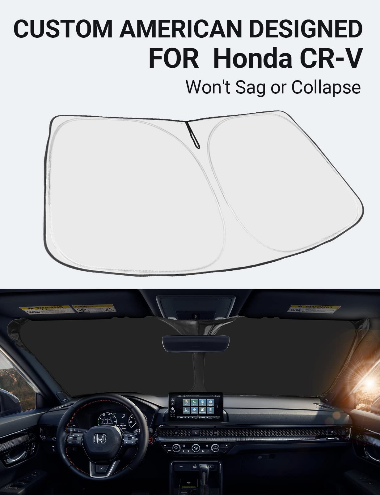 Proadsy 2025 Upgrade Front Windshield Sun Shade Foldable Sunshade Protector Custom Fit 2023-2024 2025 Honda Crv Suv, Lx, Ex, Ex-L, Sport Hybrid, Touring Accessories