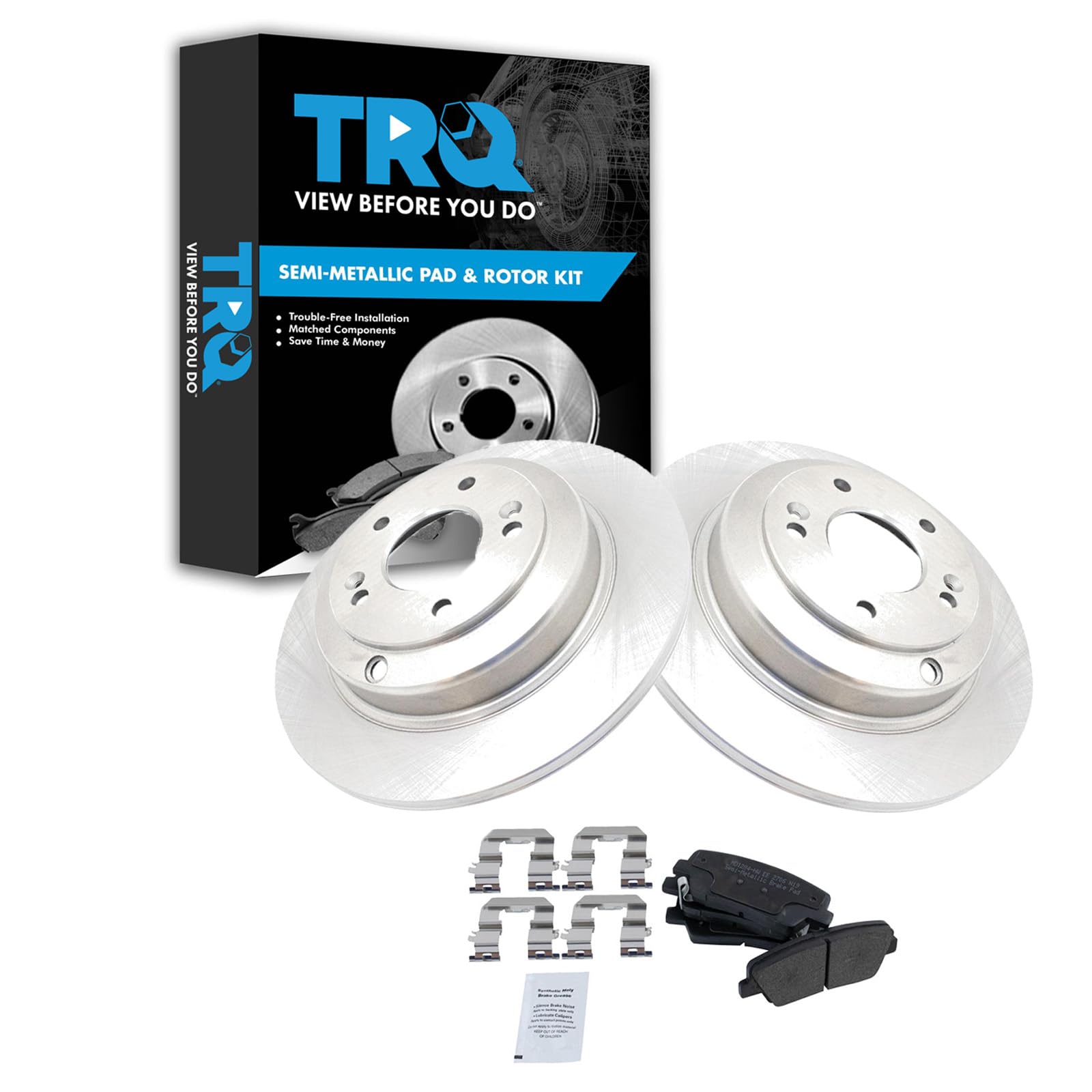 Trq Rear Brake Pad & Rotor Kit Brake Pads Brake Rotor Semi-Metallic Compatible With 2010-2014 Hyundai Genesis Coupe
