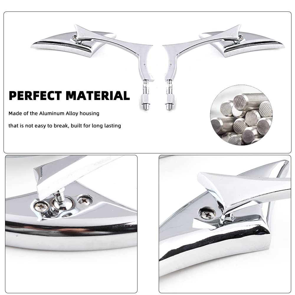 Goodfitment - Chrome Bat Shape Motorcycle Mirrors,Upgrade Rearview Motorcycle Mirrors Compatible With Harley Road King Sportster