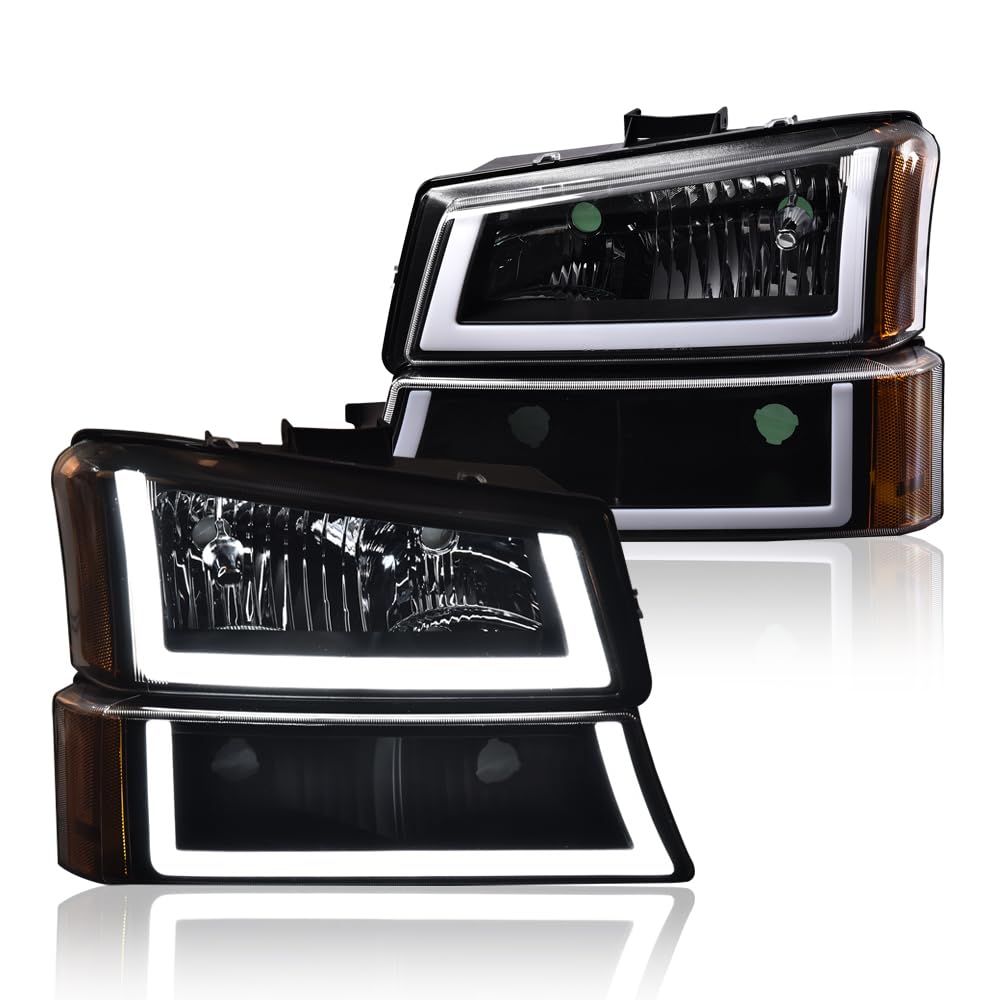 Pit66 Led Headlight Assembly Compatible With Chevy Silverado Avalanche 2003-2006 1500 2500 3500 Hd Model (Fit No Cladding Only)