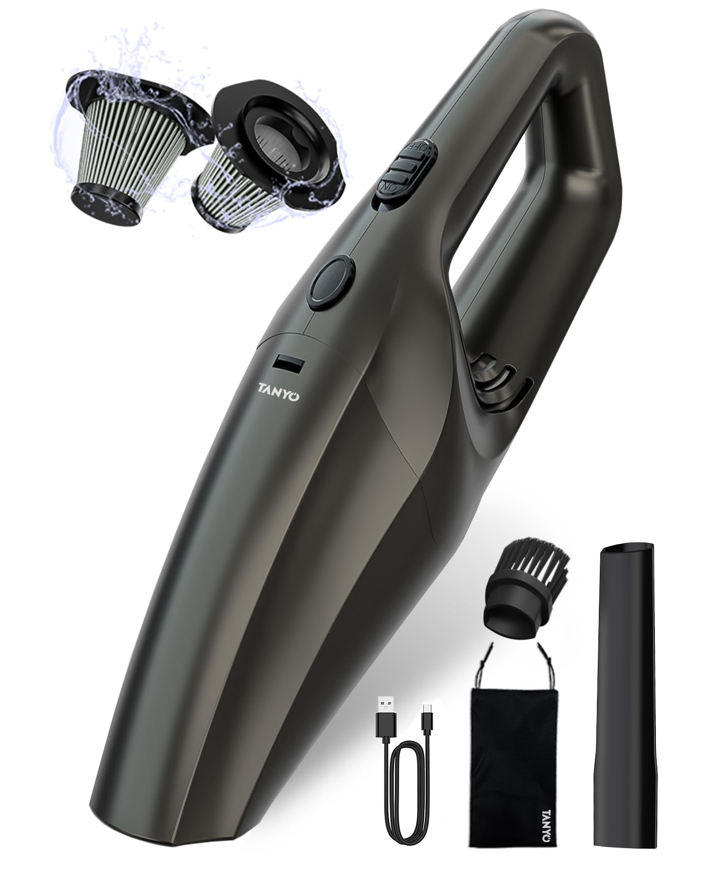 Tanyo Car Vacuum Cordless, Portable Handheld Car Vacuum Cleaner With Best Suction And 12000Pa Brushless Motor, Rechargeable Mini