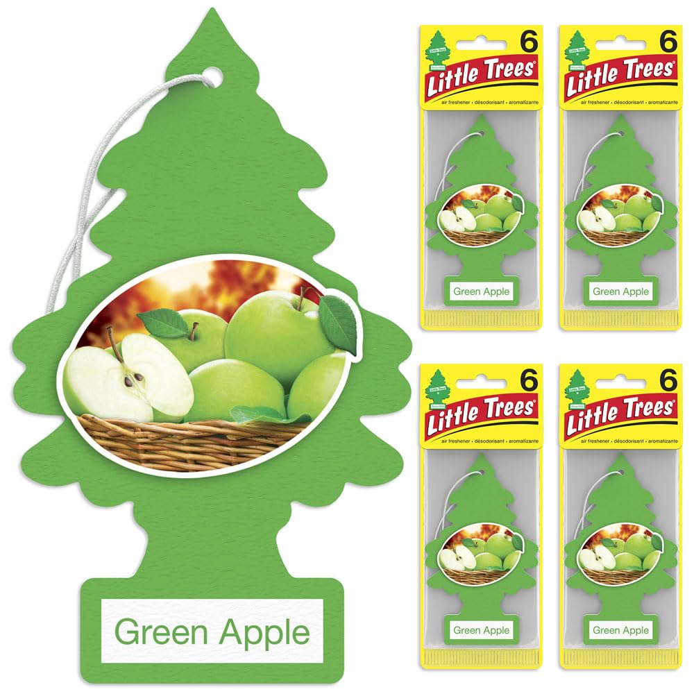 LITTLE TREES Air Fresheners Car Air Freshener. Hanging Tree Provides Long Lasting Scent for Auto or Home. Green Apple, 24 Air Fr