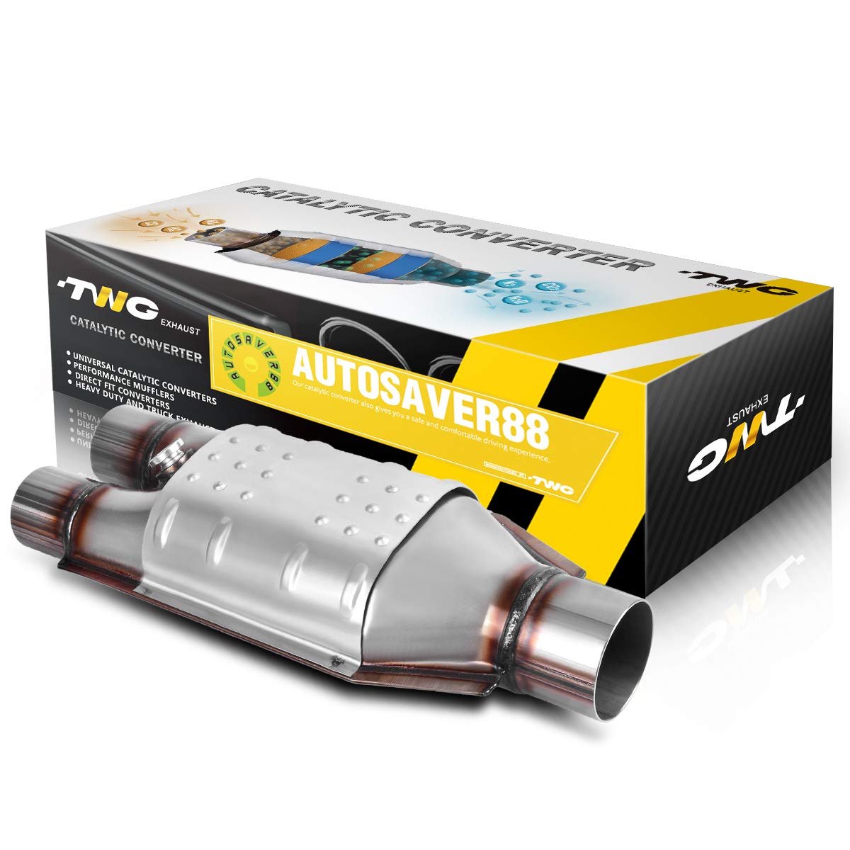 Autosaver88 2.5'' Outlet / 2'' Inlet Universal Catalytic Converter (Epa Compliant)