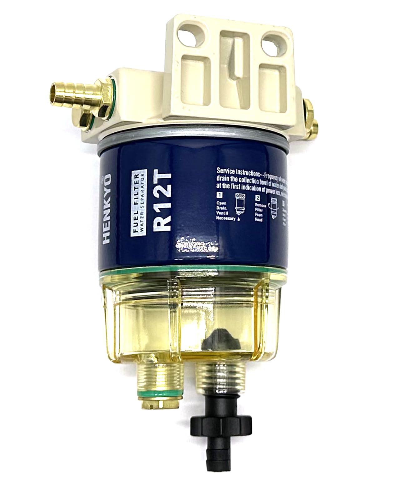 R12T Fuel Filter Water Separator Compatible: S3240,120At R12T Npt Zg1/4-19 (Fit 3/8' Hose Outboard Motors) Gasoline And Diesel Marine Engines Comes With 3/8-Inch Fuel Inlet Connector