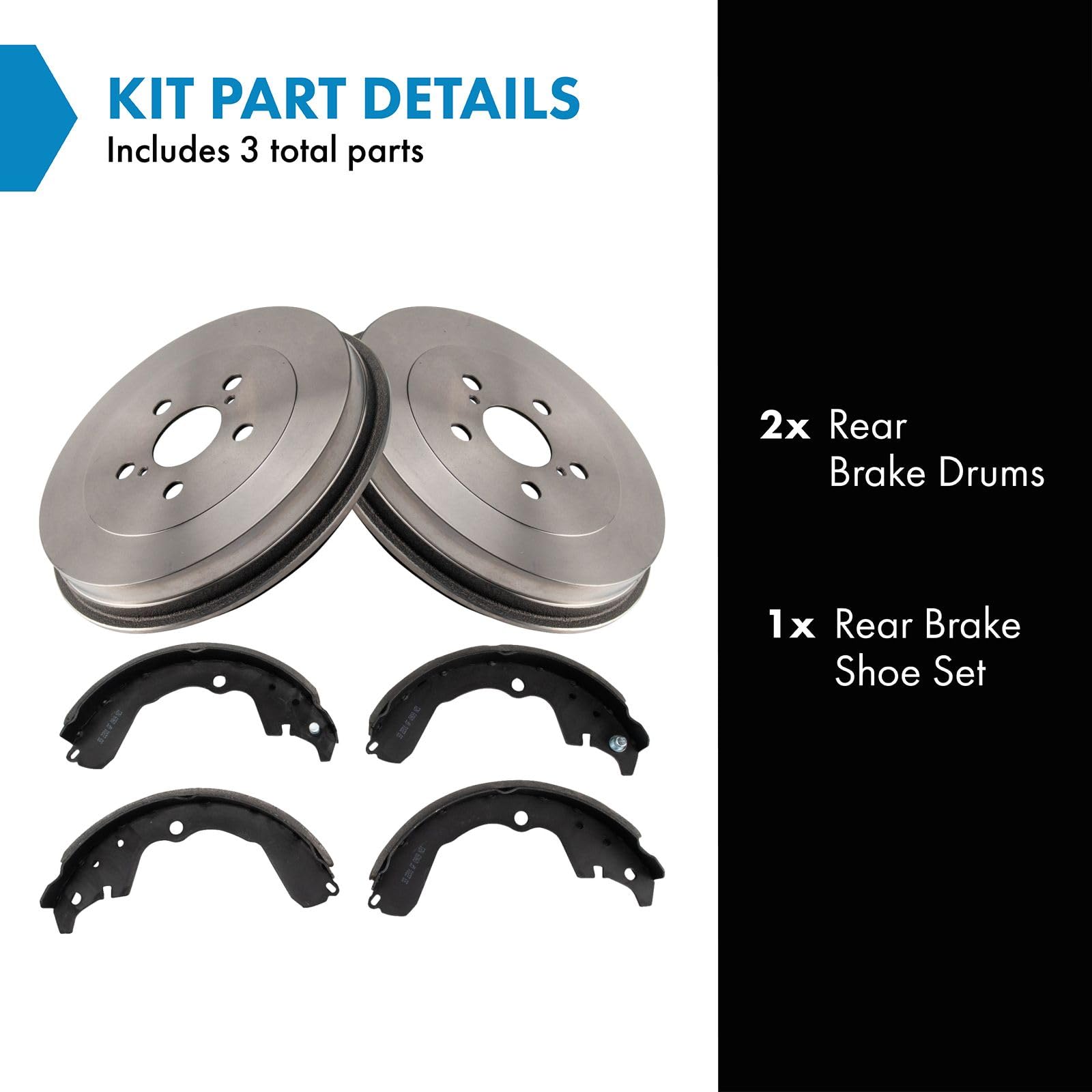 TRQ Rear Brake Shoe & Drum Kit Compatible with 2003-2008 Pontiac Vibe Toyota Matrix