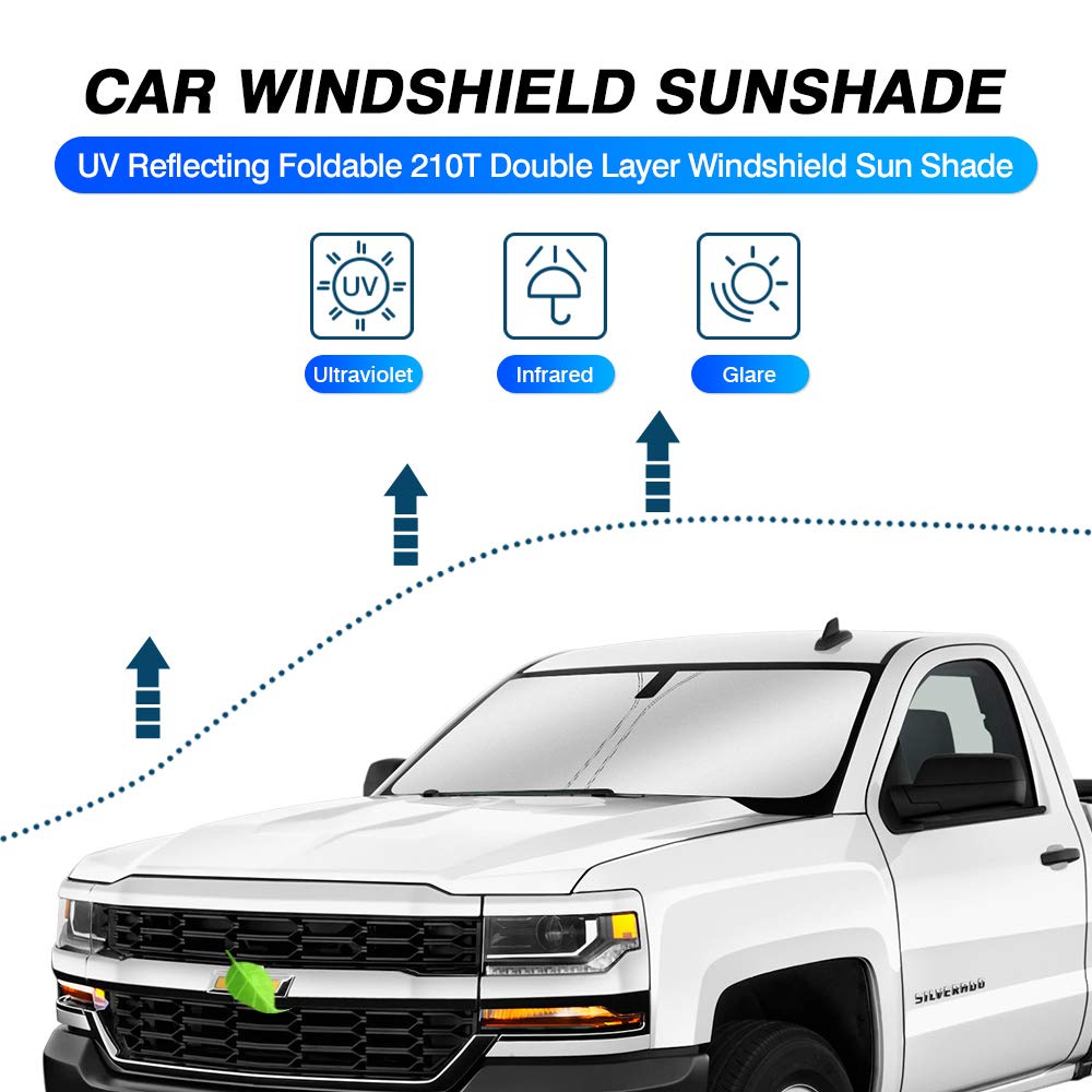 Kust Custom Fit Windshield Sun Shade For 2014-2019 Chevrolet/Chevy Silverado Crewcab Regularcab Extendedcab Sunshade Foldable Sun Visor Protector Blocks Uv Rays Keep Your Car Cooler