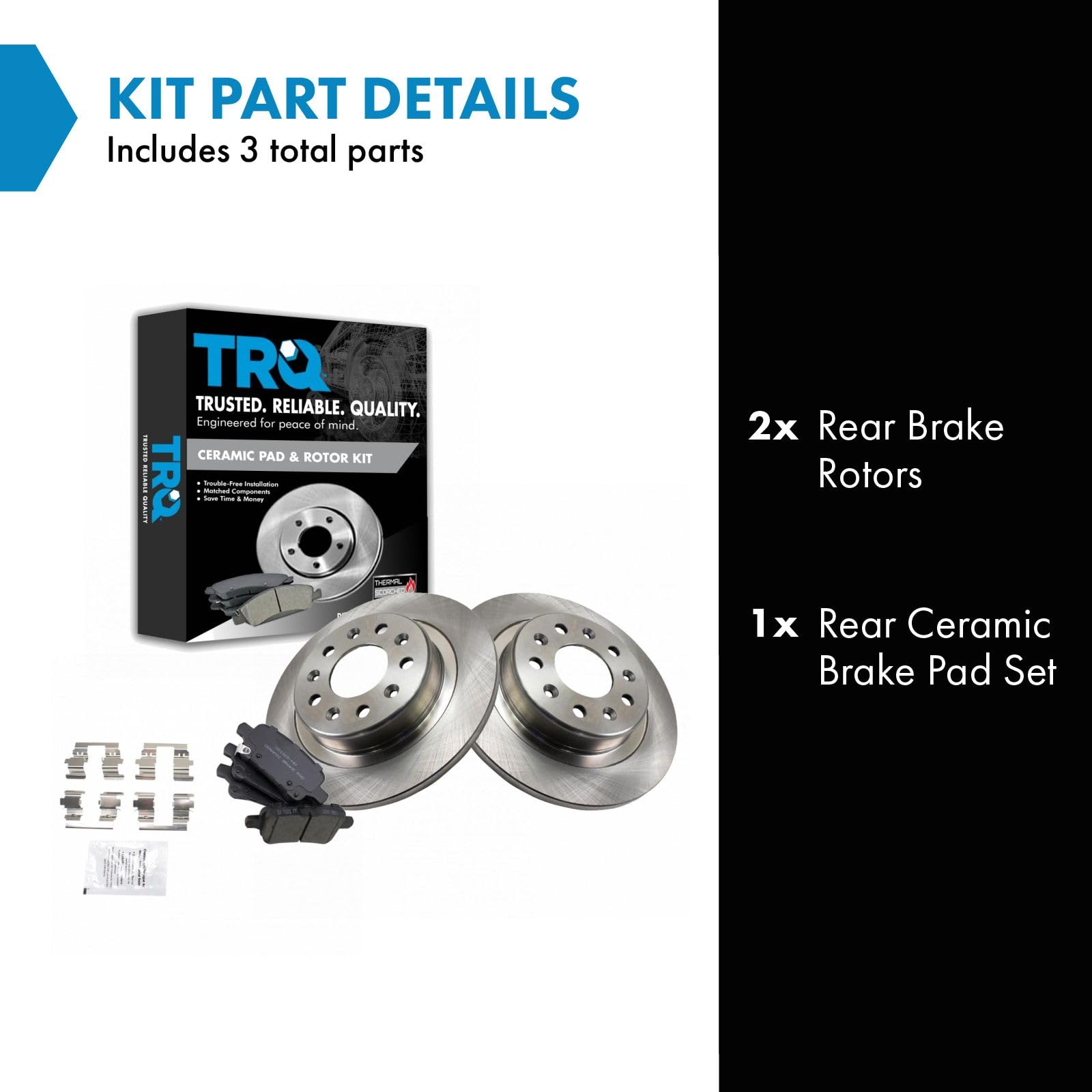 Trq Rear Brake Pad & Rotor Kit Brake Pads Brake Rotor Ceramic Compatible With 2017-2019 Buick Lacrosse 2018-2019 Regal Sportback