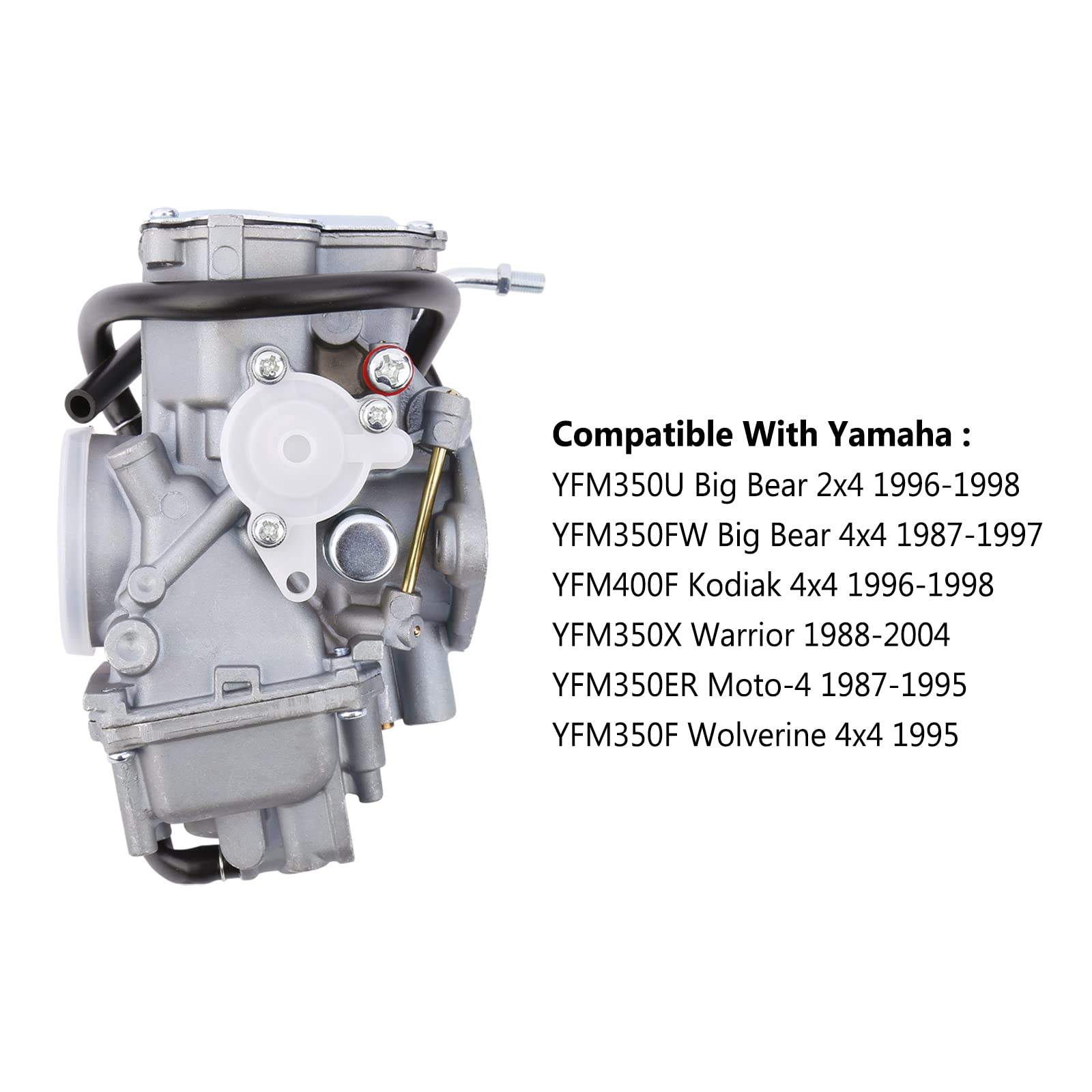 Warrior 350 Carburetor Fits Yamaha YFM350X Warrior 1988-2004, Kodiak 400 1996-1998, YFM350 Big Bear 1987-1998, YFM350ER Moto-4 1
