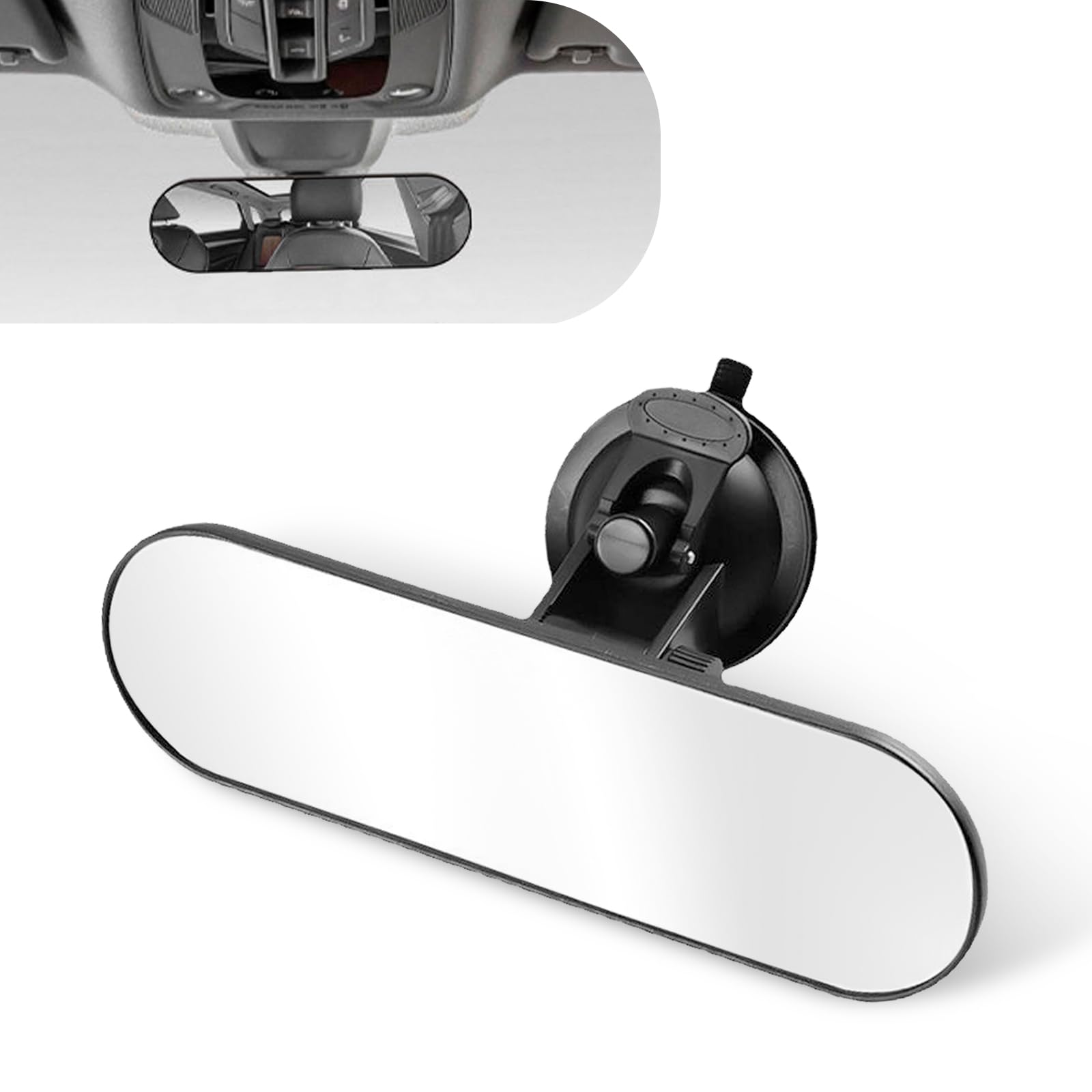 Ajxn Pack-1 Rear View Mirror, Universal Car Interior Rearview Mirror, Anti Glare Rear View Mirror With Suction Cup, Auto Inside Rearview Mirror Provides Wide Angle And Clear View (White)