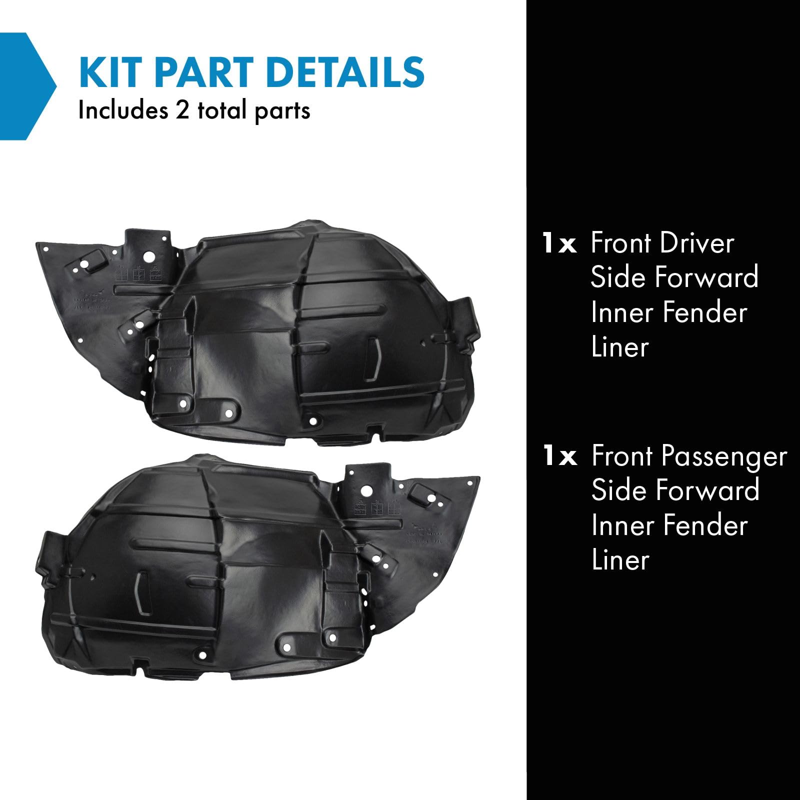 Trq Front Inner Fender Liner Set Compatible With 2003-2007 Infiniti G35 In1250106 In1251106