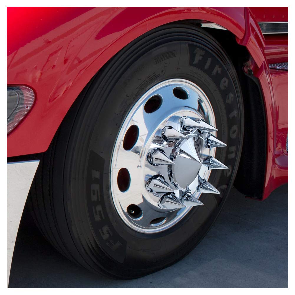 United Pacific 10569Cb - Wheel Lug Nut Cover Set - 33Mm X 4-3/4&quot; Chrome Super Spike Nut Cover - Thread-On (60 Pack)