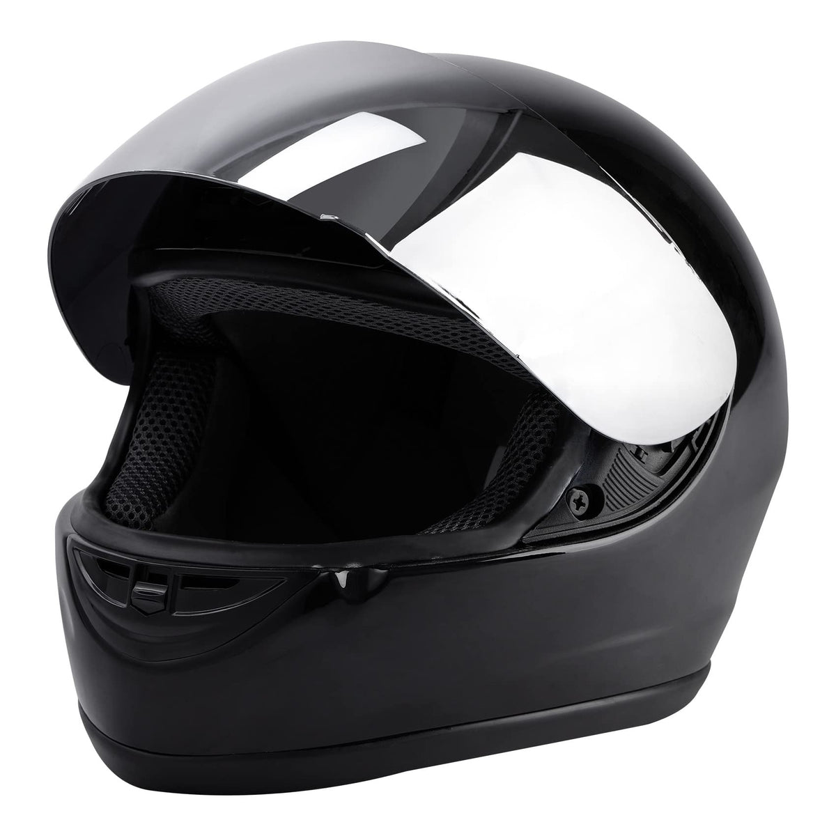 Xfmt Hot Gloss Black Full Face Mirror Visor Sun Shield Motorcycle Street Helmet S