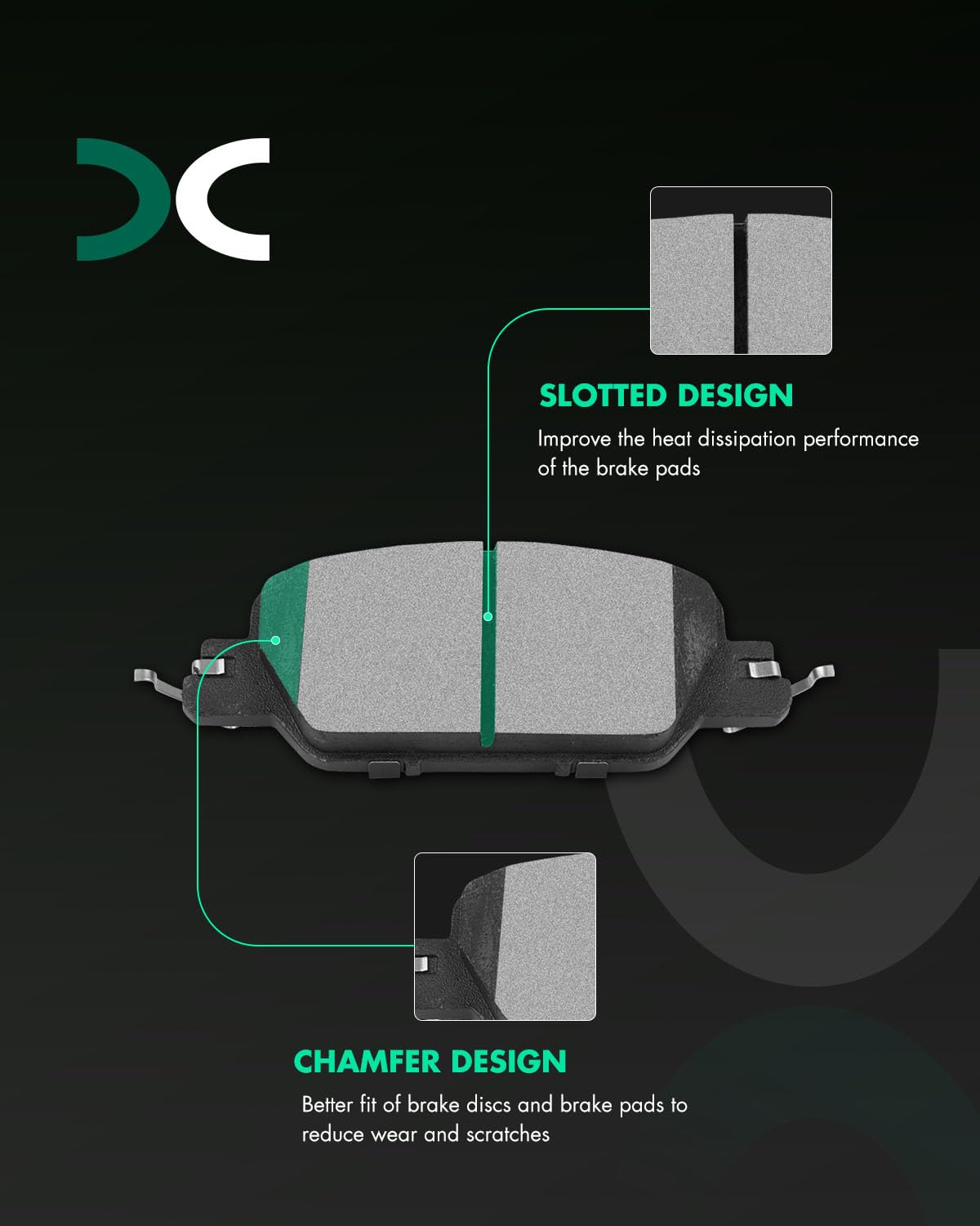 Scitoo Rear Disc Brake Pad Set 4Pcs W/Hardware Fit For Honda For Cr-V 2017 2018 2019 2020 2021 2022 2023