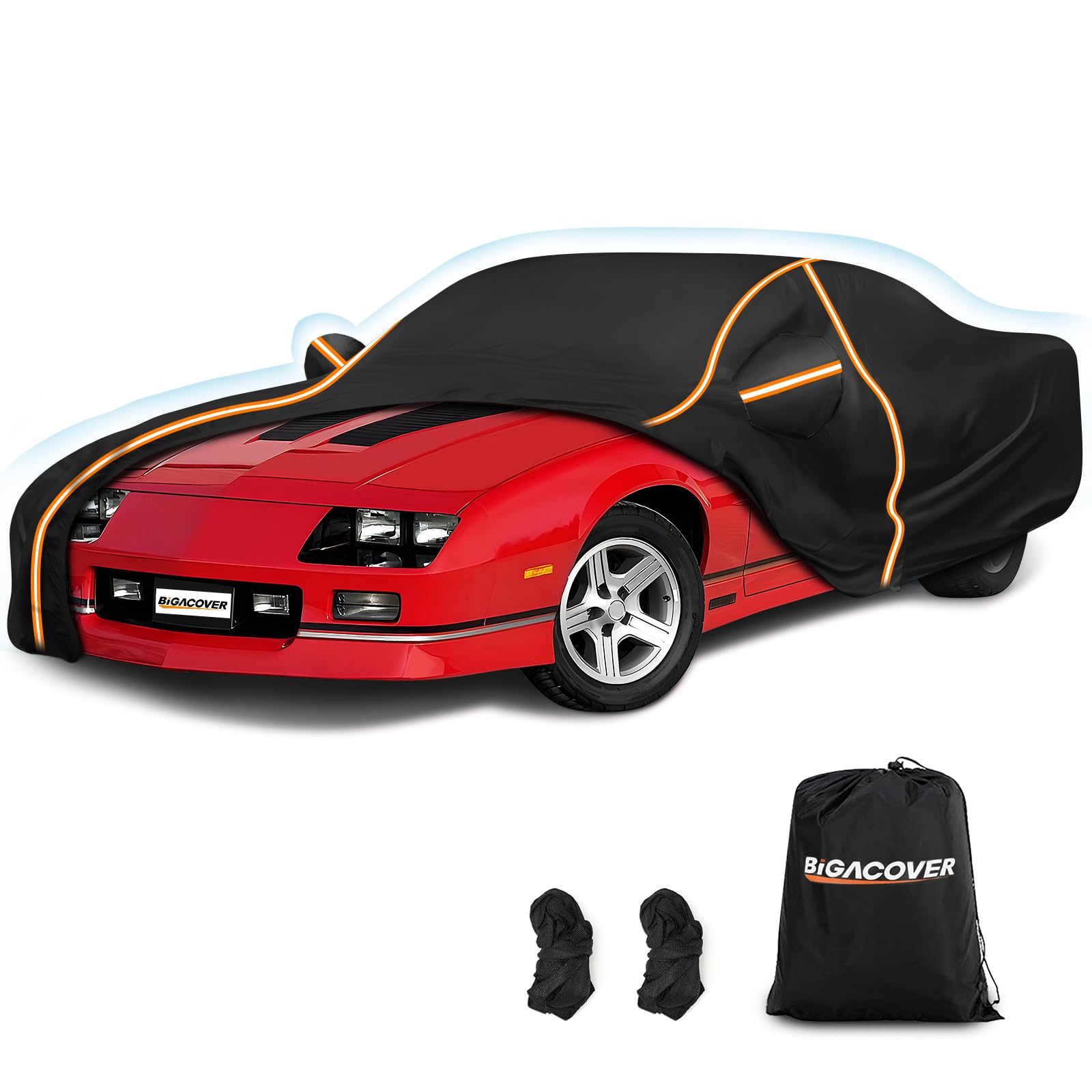 Car Cover For Chevy Camaro 1982-2002, Waterproof 210D Oxford Cloth And Cotton Cover Outdoor Full Car Covers With Zipper Windproo