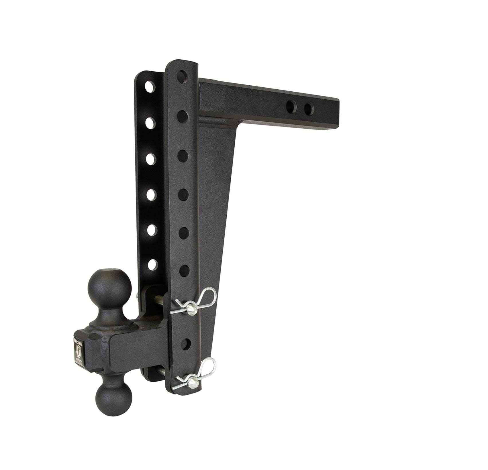 Bulletproof Hitches - 2.0' Adjustable Heavy Duty Trailer Hitch (22,000 Lb. Rating) - 10' Drop/Rise Trailer Hitch With 2' & 2-5/16' Dual Ball - Powder Coat, Solid Steel, Corrosion-Resistant