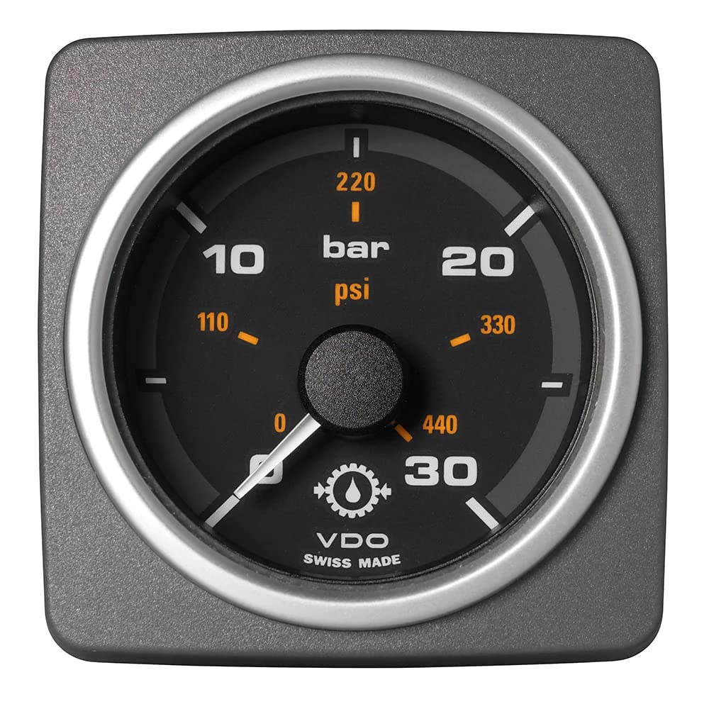 Veratron 52 Mm (2-1/16'') Acqualink Transmission Oil Pressure 30 Bar/440 Psi - Black Dial & Bezel