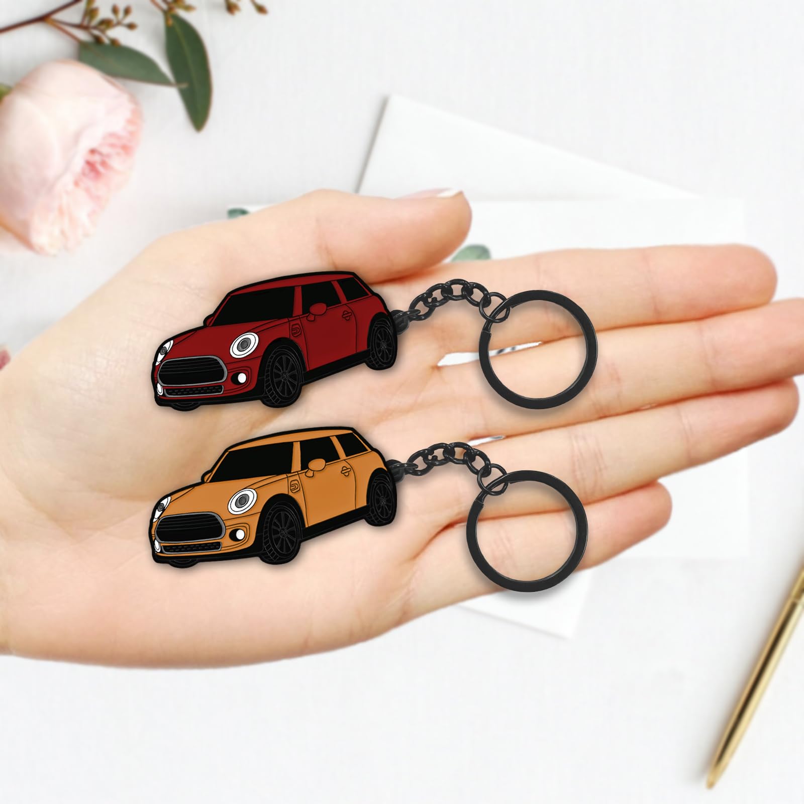 Glahorse For Mini Cooper Keychain，For Mini Cooper/Cooper S Accessories 2014-2022，Metal Keychain (Yellow)