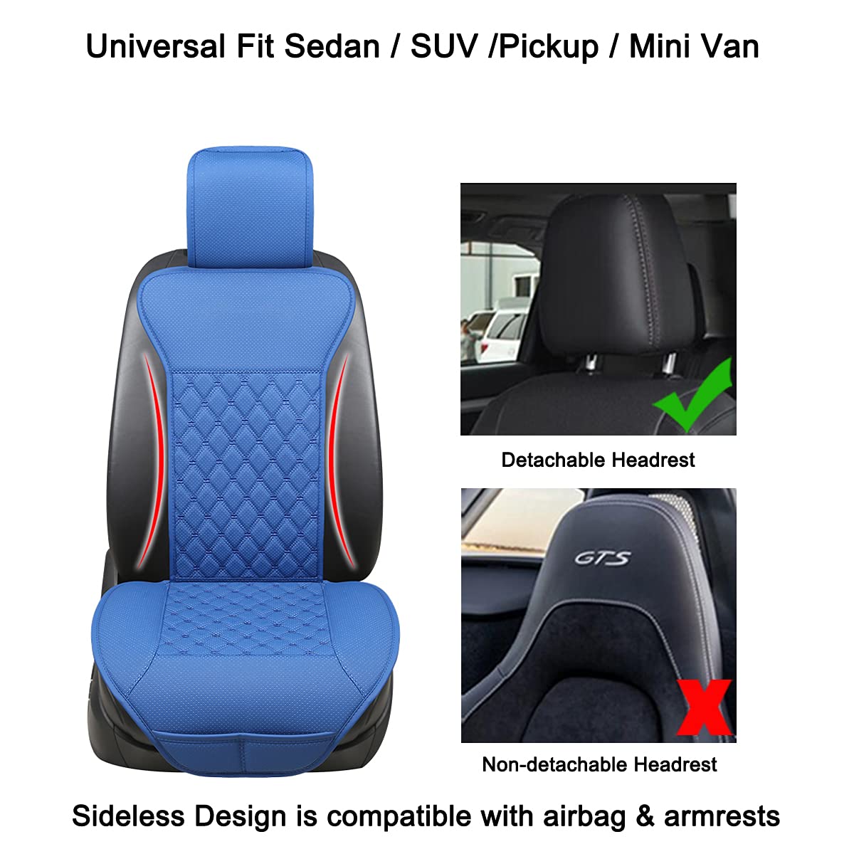 Black Panther 1 Pair Car Seat Covers, Luxury Car Seat Protectors, Universal Anti-Slip Driver Seat Cover With Backrest,Diamond Pa
