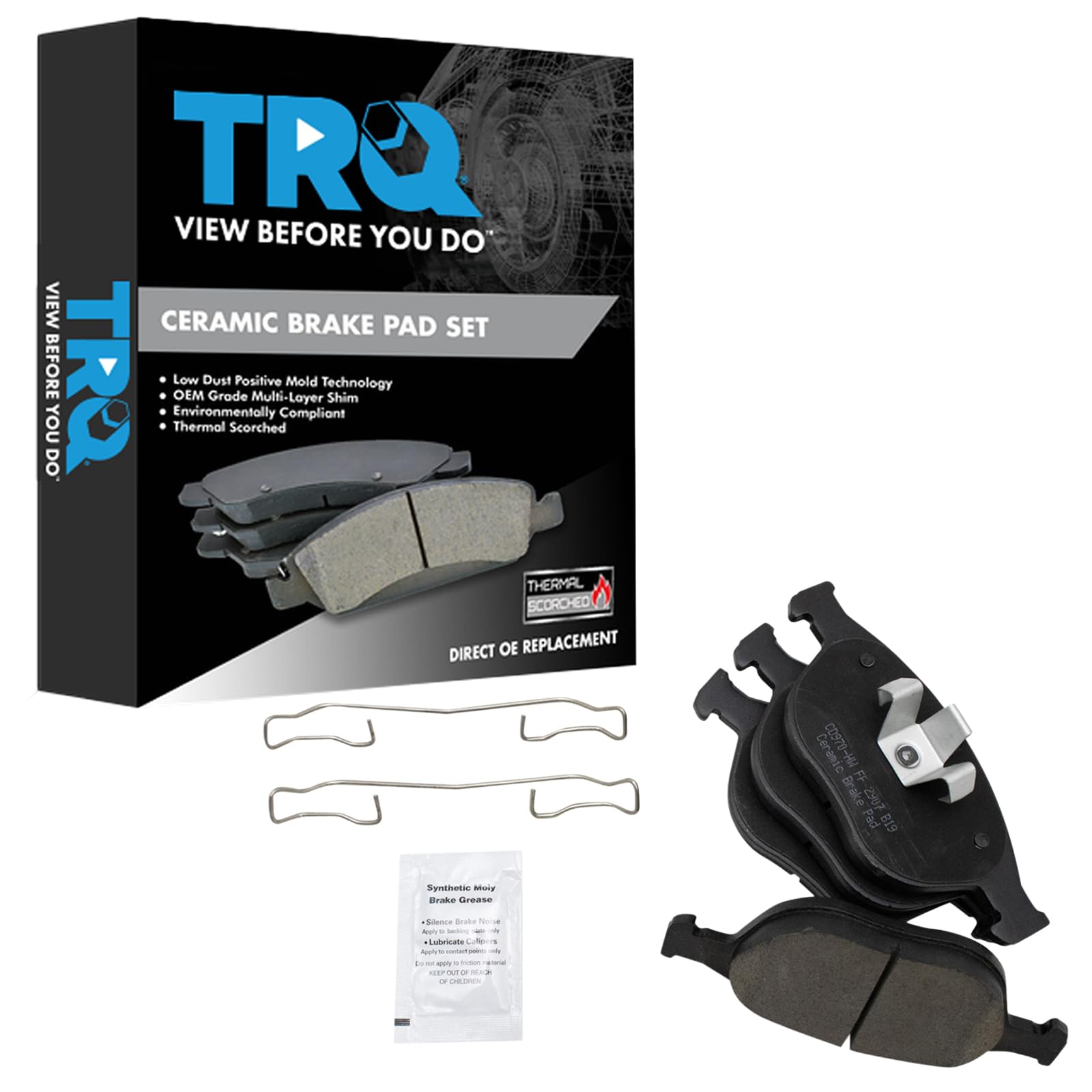 Trq Front Brake Pads Ceramic Compatible With 2002-2004 Ford Focus 2010-2013 Transit Connect