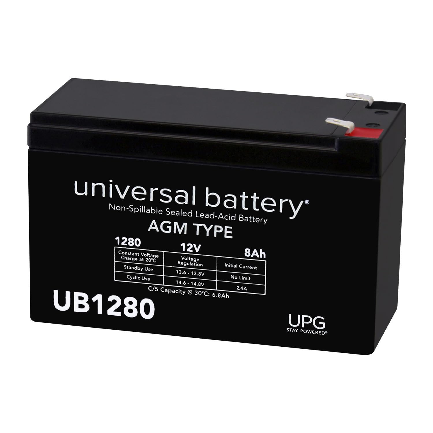 Universal - Ub1280 12V 8Ah Sealed Lead Acid Battery F1 .187 Tt