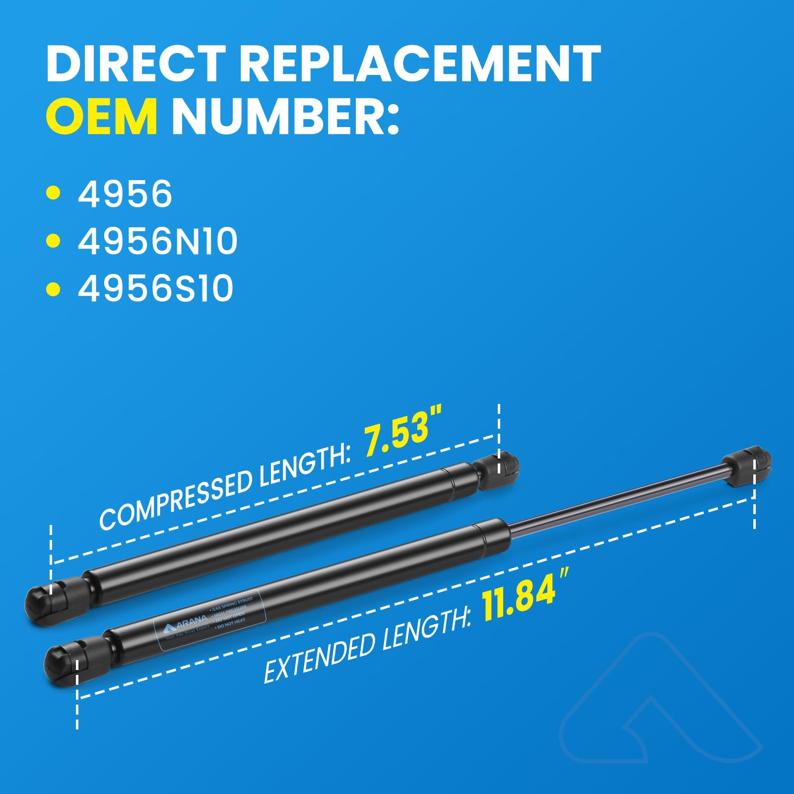 Arana 12 Inch 100 Lb Gas Struts 4956 Spring Shocks, 12 '' Lift Supports For Heavy Lid Leer Camper Shell Toolbox Lid Truck Tonnea