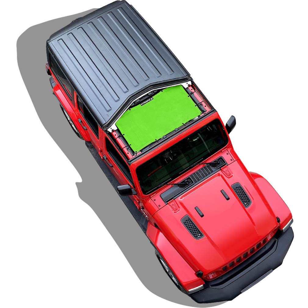 Shadeidea Sun Shade Top For Jeep Wrangler Sunshade Jl (2018-2023) Unlimited 2 Door And 4 Door Front-Green Mesh Screen Sunshade J