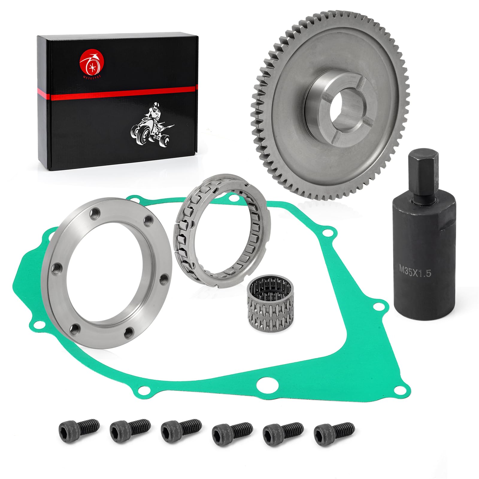 Flywheel Puller & Starter Clutch One Way Bearing Gear Kit & Gasket For Yamaha Warrior Raptor Big Bear Moto 4 350 Yfm350 1987-2014 Kodiak 400 1994-1998