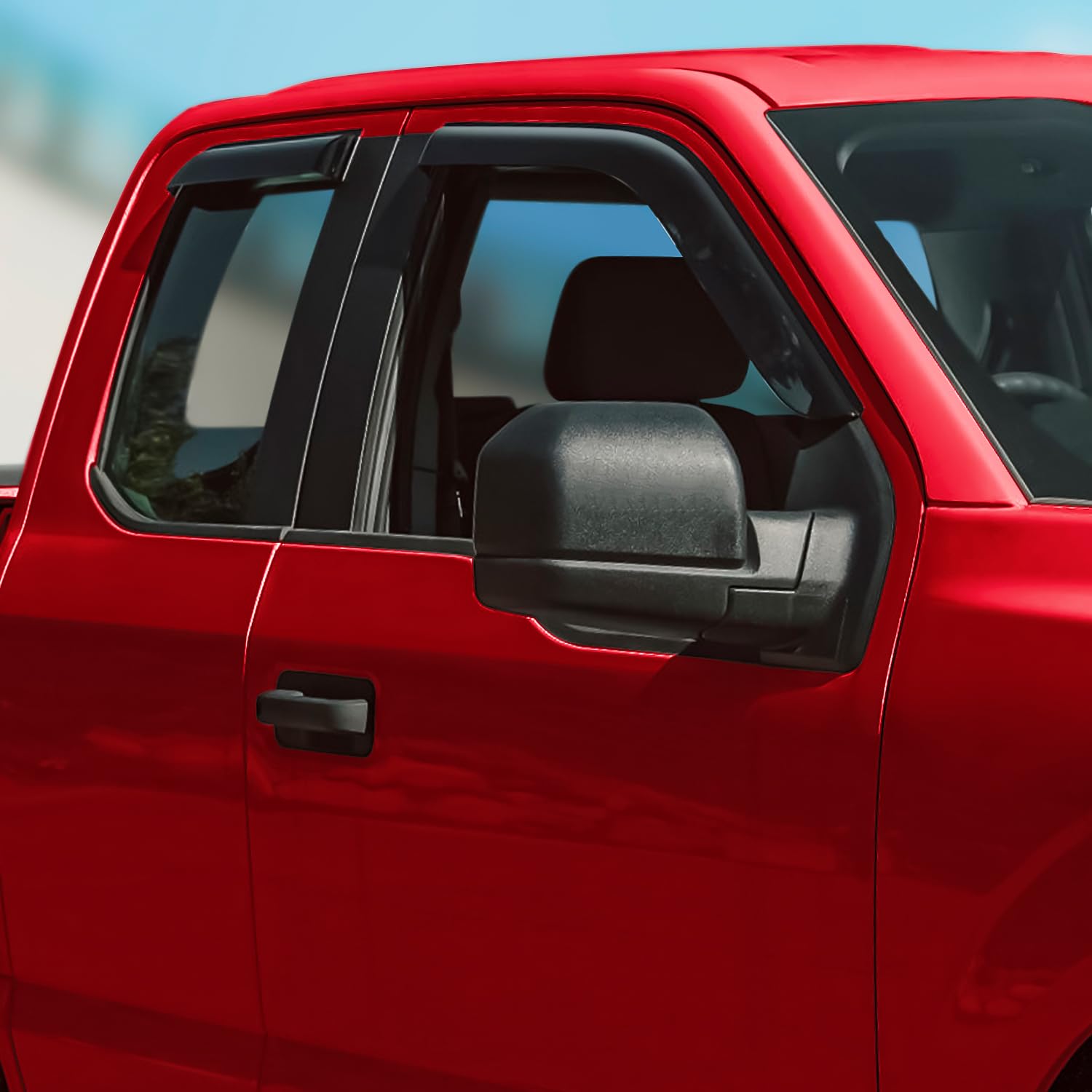Voron Glass Tape-On Extra Durable Rain Guards For Trucks Ford F-150 2015-2025 Supercab, Window Deflectors, Vent Window Visors, 4
