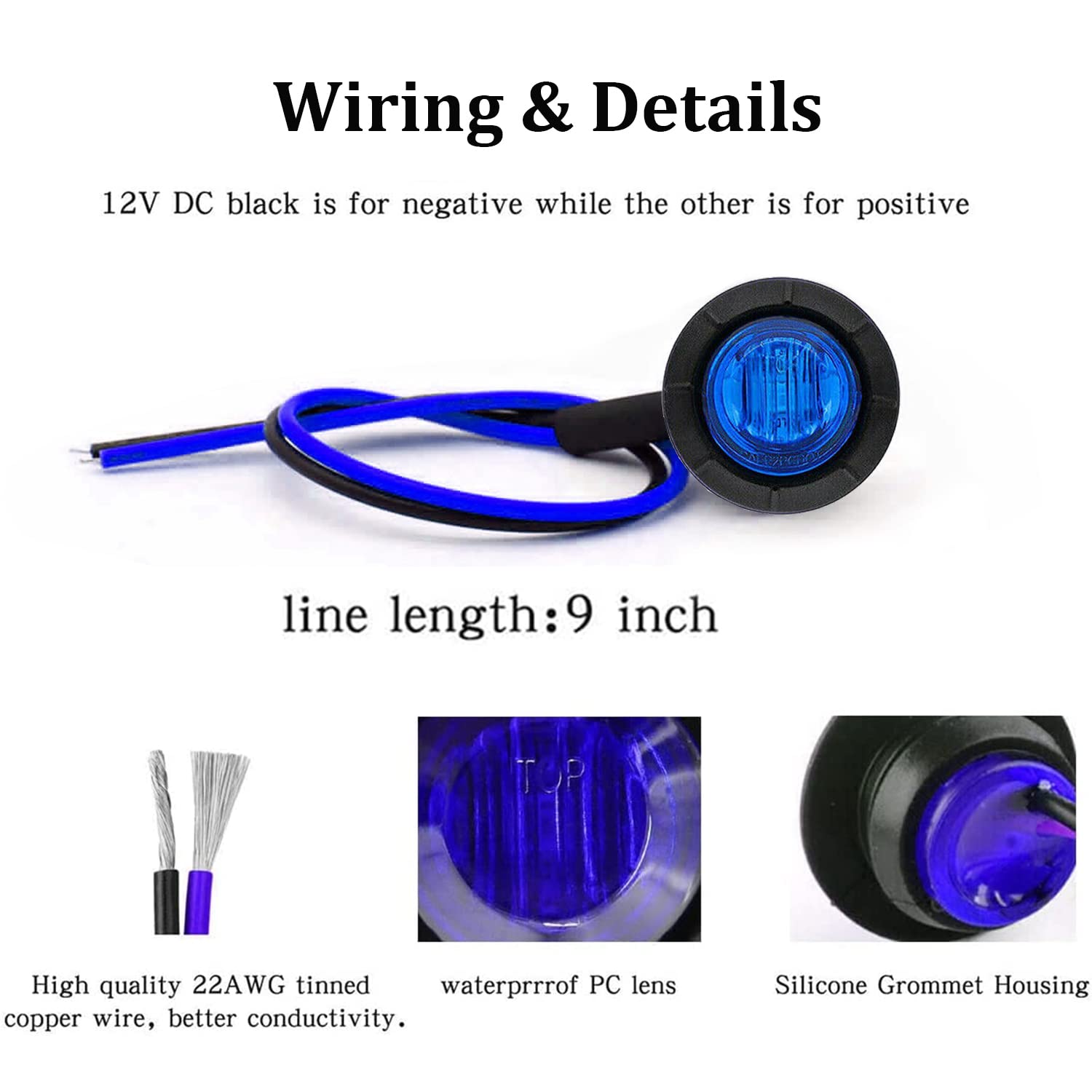 Fxc 10X 3/4 '' Round Led Clearence Light Front Rear Side Marker Indicators Light For Truck Car Bus Trailer Van Caravan Boat, Tai