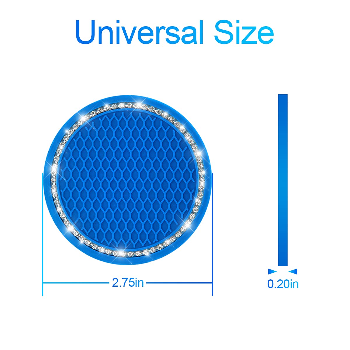 2 Pack Car Bling Cup Holder Coaster, 2.75 Inch Crystal Rhinestone Car Cup Holder Insert Coaster,Universal For Cars, Vehicles, Suvs, Car Interior Accessories For Women And Men (Deep Blue)