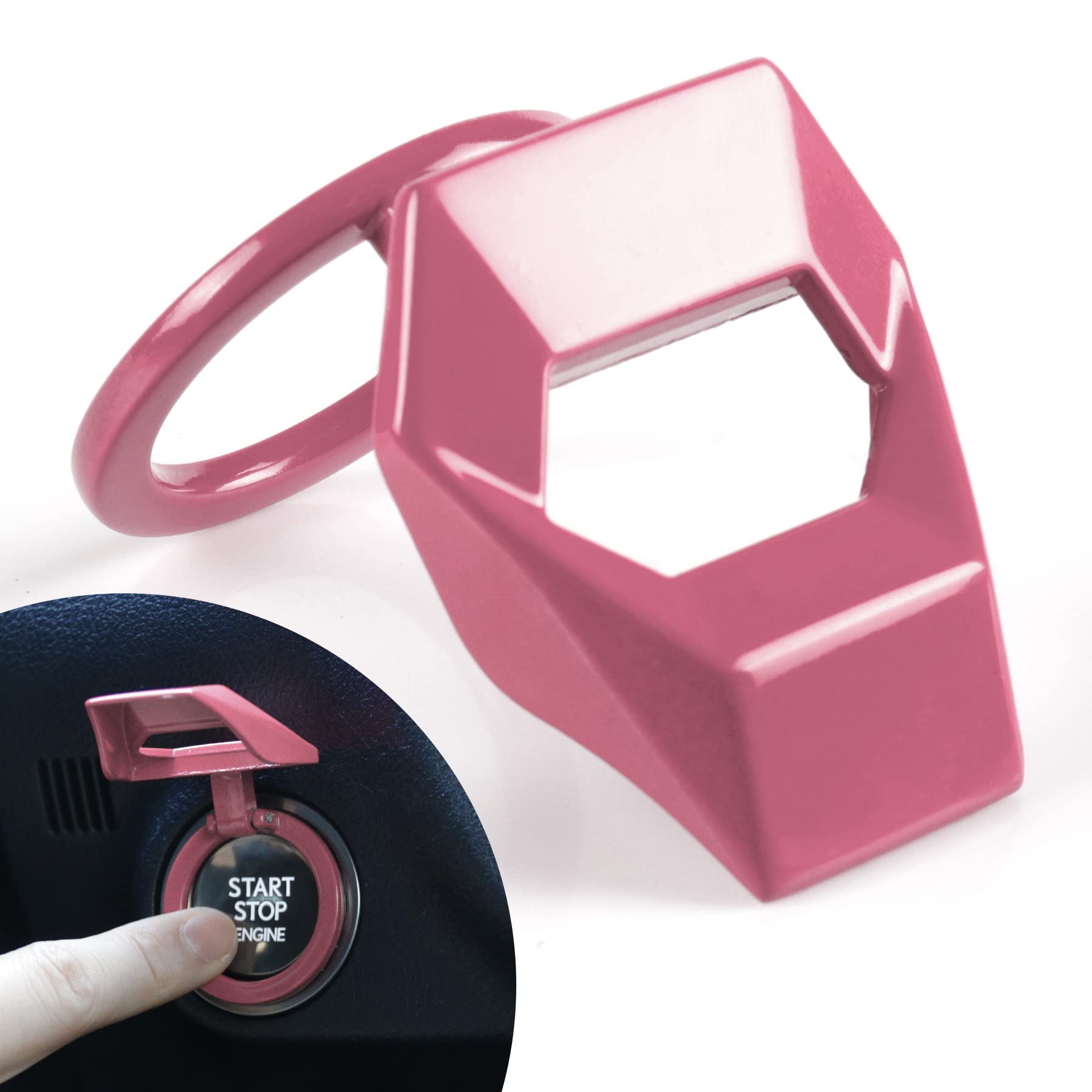 Singaro Universal Engine Start Stop Button Cover, Car Power Control Zinc Alloy Trim, One Button Start Button Cover Interior Accessories(Pink)