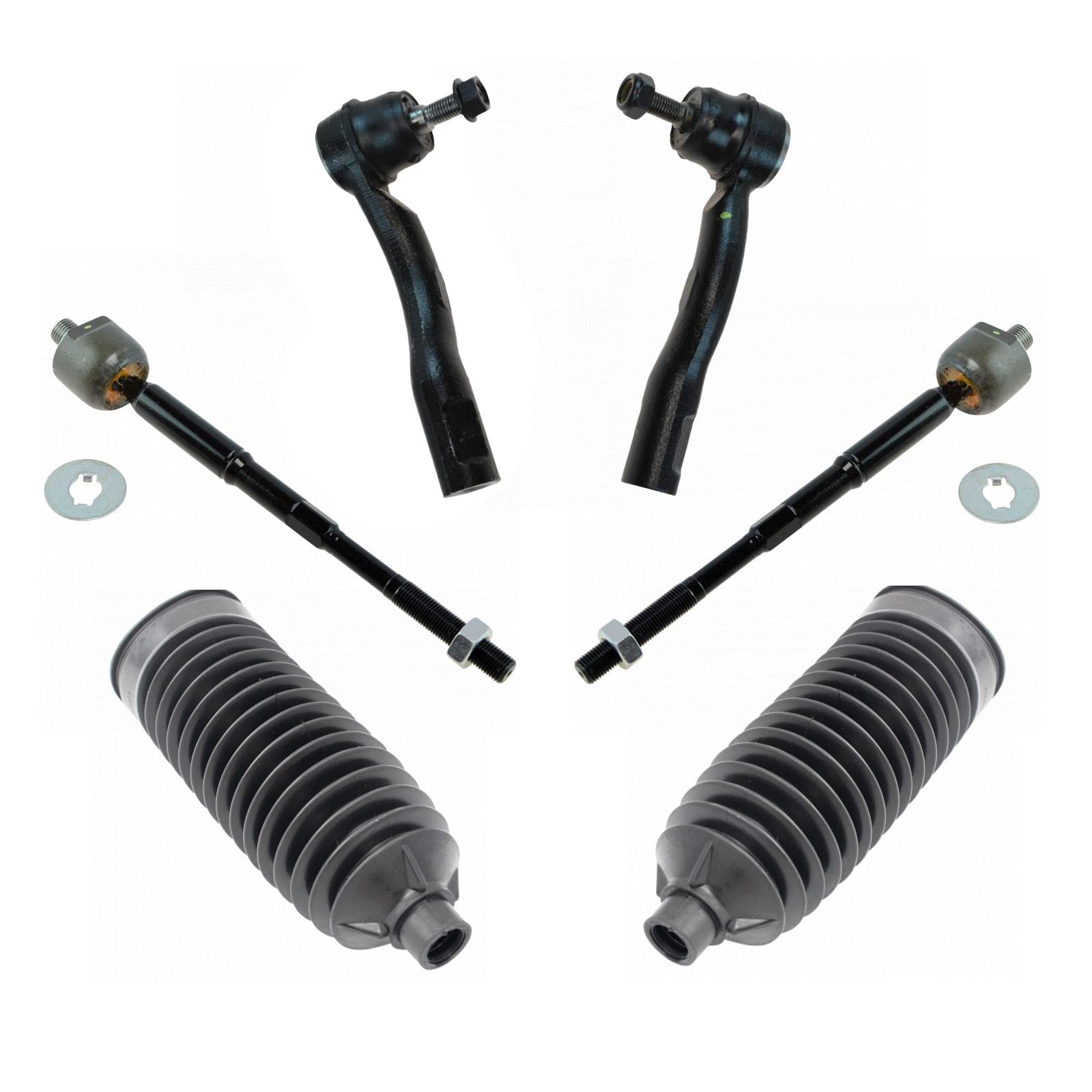 Trq Front Steering Kit Steering Rack & Pinion Bellow Tie Rod Compatible With 2007-2012 Nissan Sentra