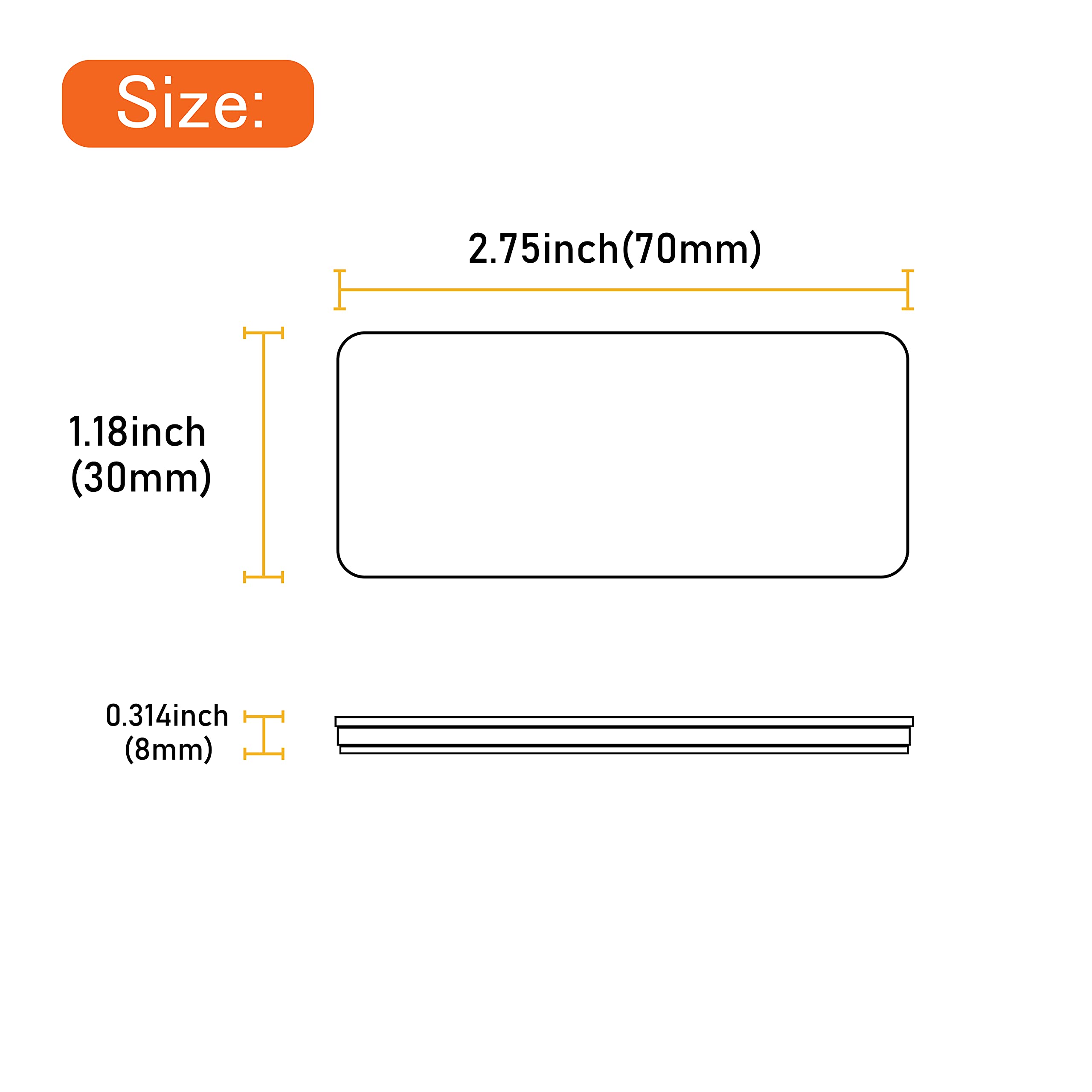 Welnent E-Mark Dot 4A Ccc 2Pcs Rectangle Reflector Self Adhesive Stick On Trailer Driveway Mailbox (Amber)