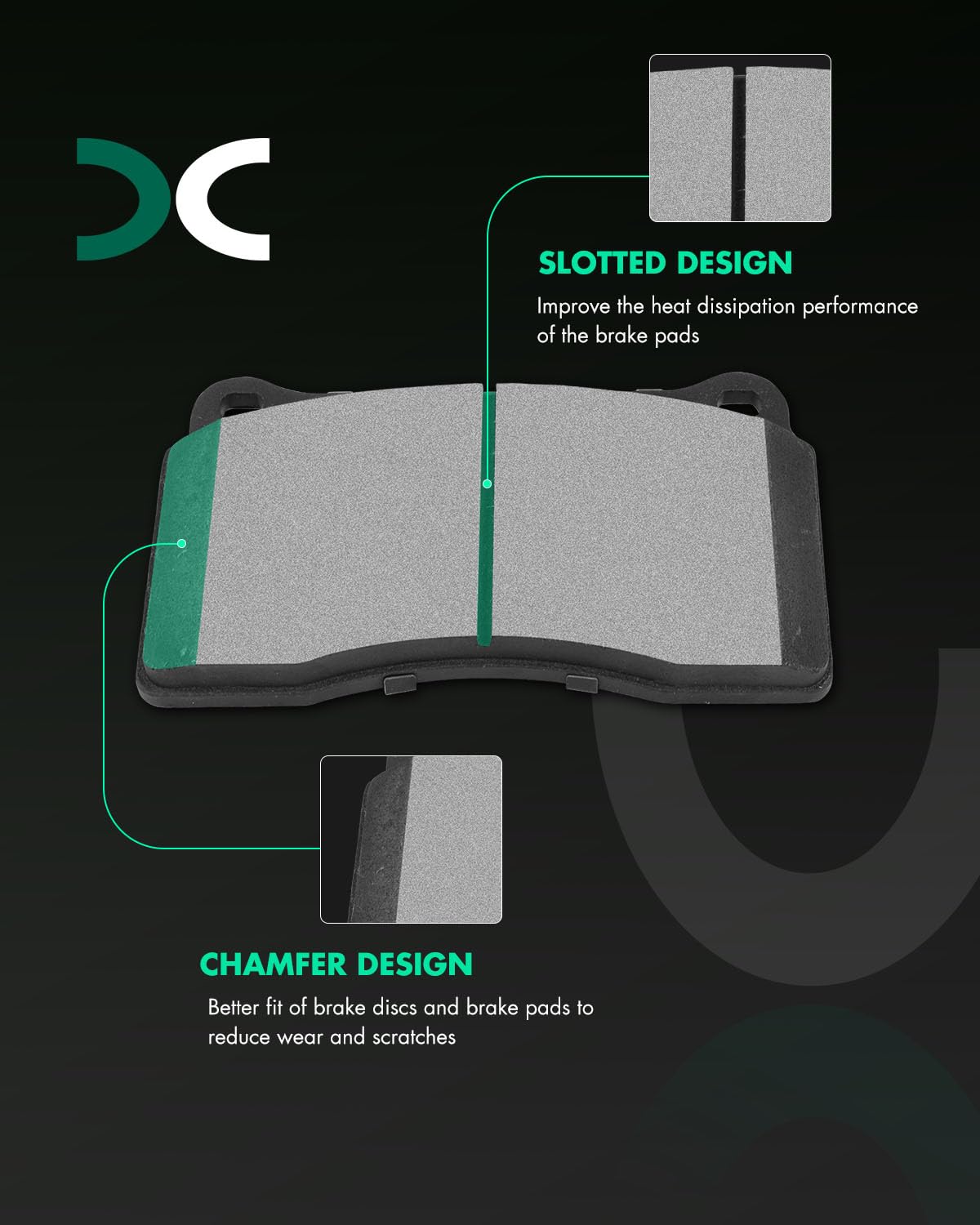 Scitoo Front Disc Brake Pad Set 4Pcs W/Hardware Fit For Buick, For Cadillac, For Chevy, For Ford, For Honda, For Mitsubishi, For