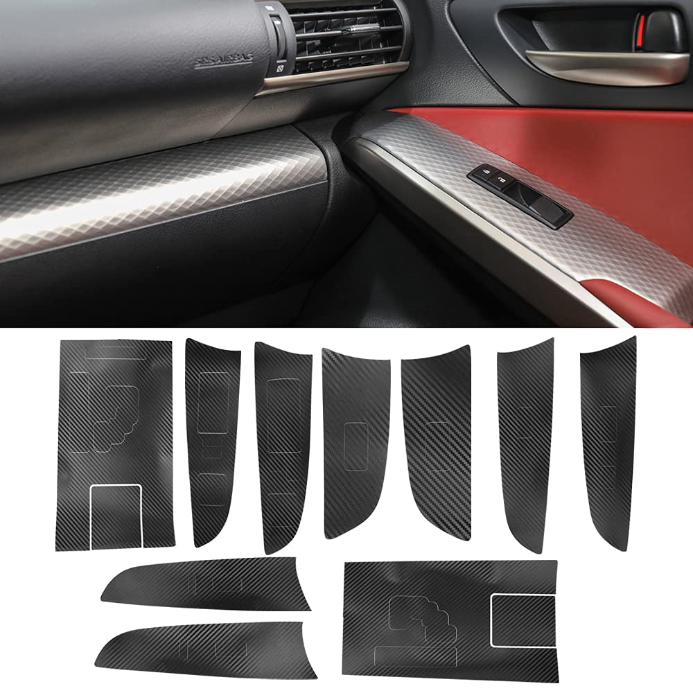 Culmkari Black Carbon Fiber Stickers Cover Trim Compatible With 2006-2012 Lexus Is250 300 350 Gear Shift Box Panel Door Handle