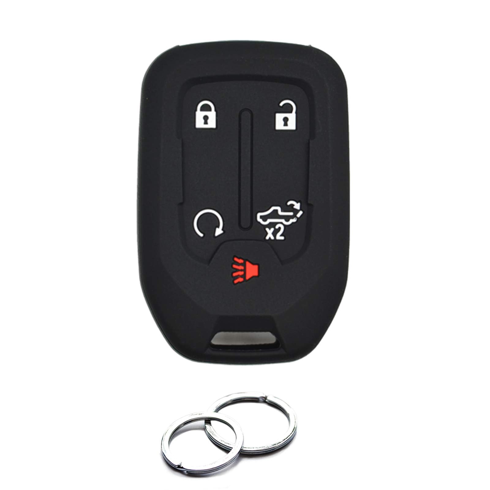 Infipar 1Pcs Compatible With Chevy Chevrolet Silverado Gmc Sierra 1500 2500 Hd 3500 Hd Silicone Smart Key Fob Cover Case Protector Truck Accessories Fob Holder (5-Button, Black)