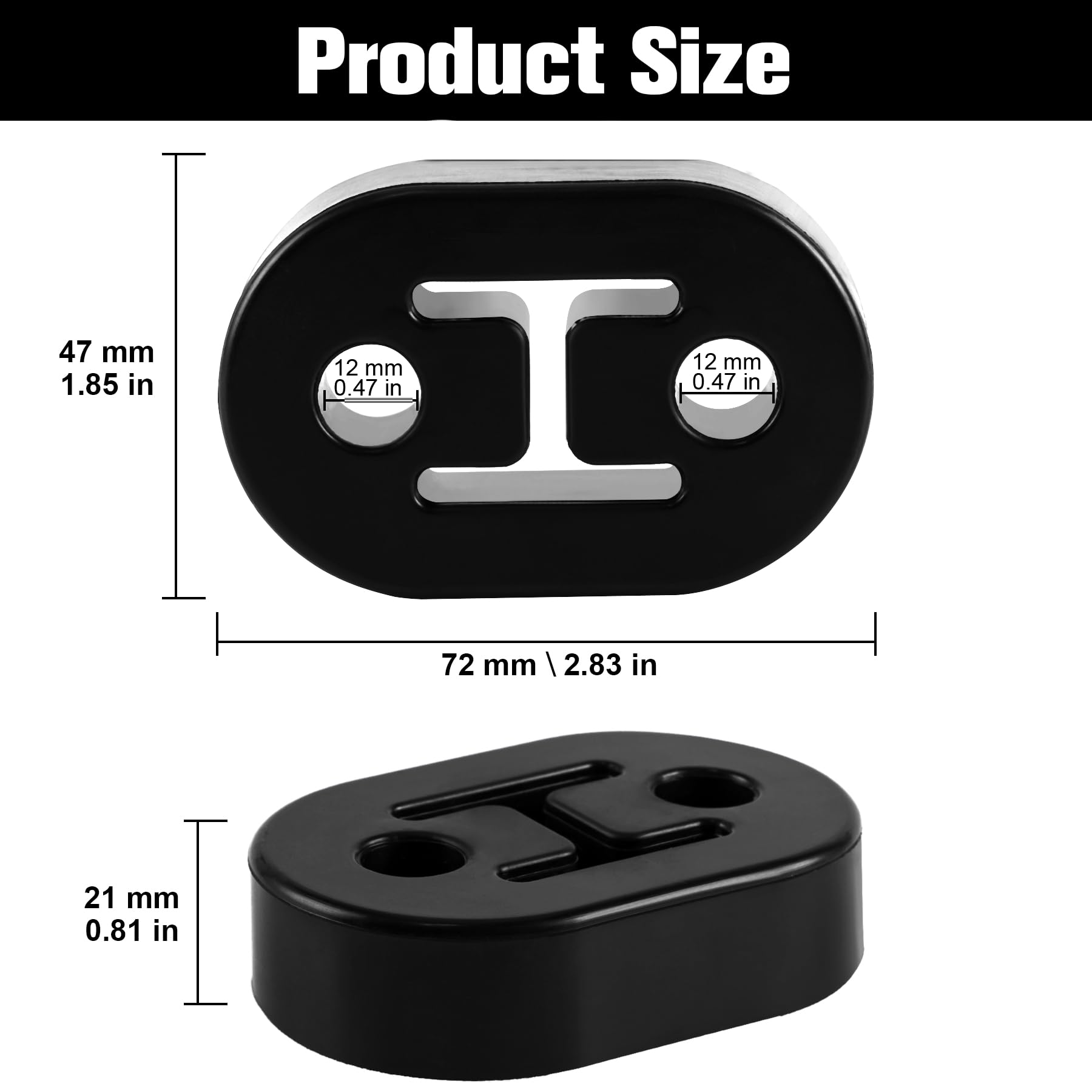Singaro Rubber Exhaust Hanger, Muffler Exhaust System, Heavy Insulator Support Bushing Installation, 2 Holes 0.47 Inch, High-Den