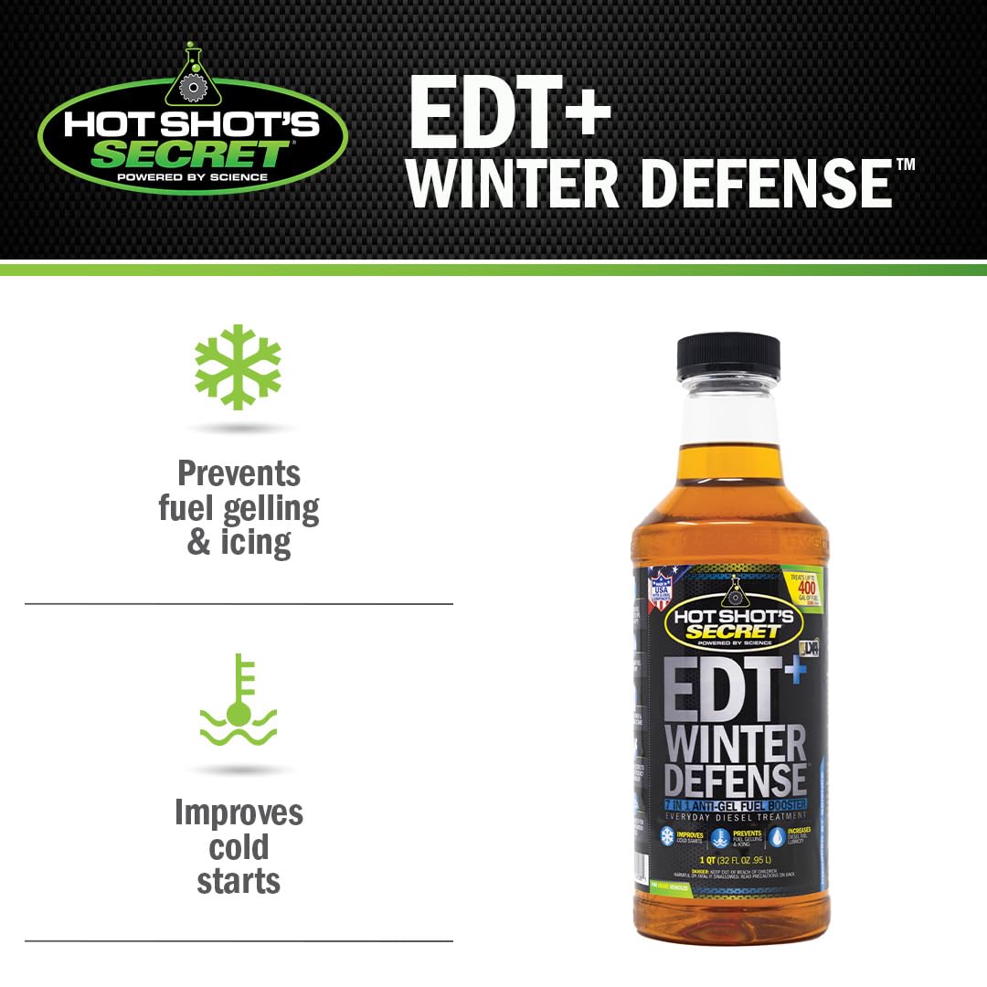 Hot Shot'S Secret Edt+ Winter Defense - 16 Oz Squeeze, 7-In-1 Anti-Gel Fuel Booster - Winter Diesel Fuel Treatment - Boosts Ceta
