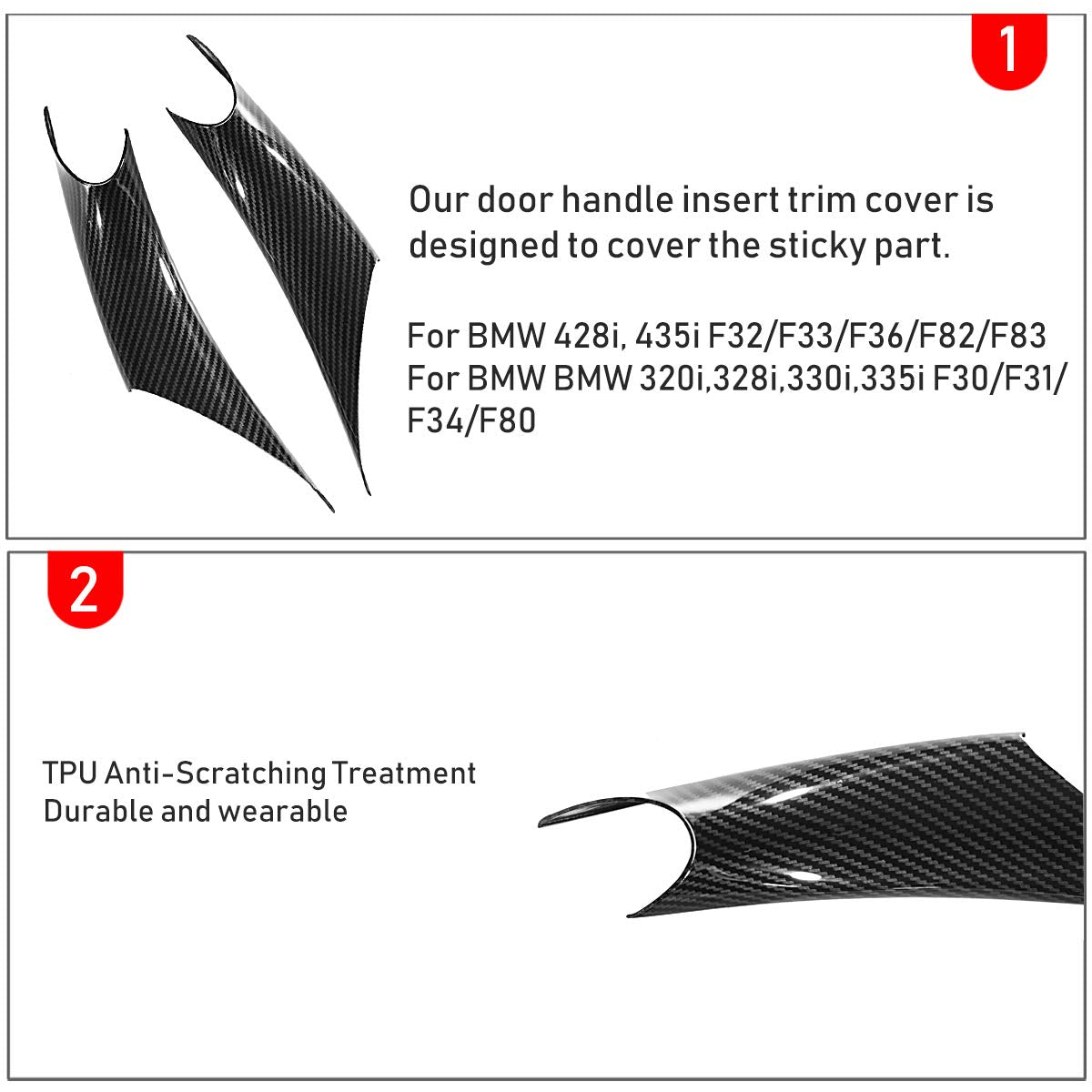 Jaronx 2Pcs Door Handle Covers Compatible With Bmw 3/4 Series Driver Side & Passenger Side Door Pull Handle Covers (Compatible W