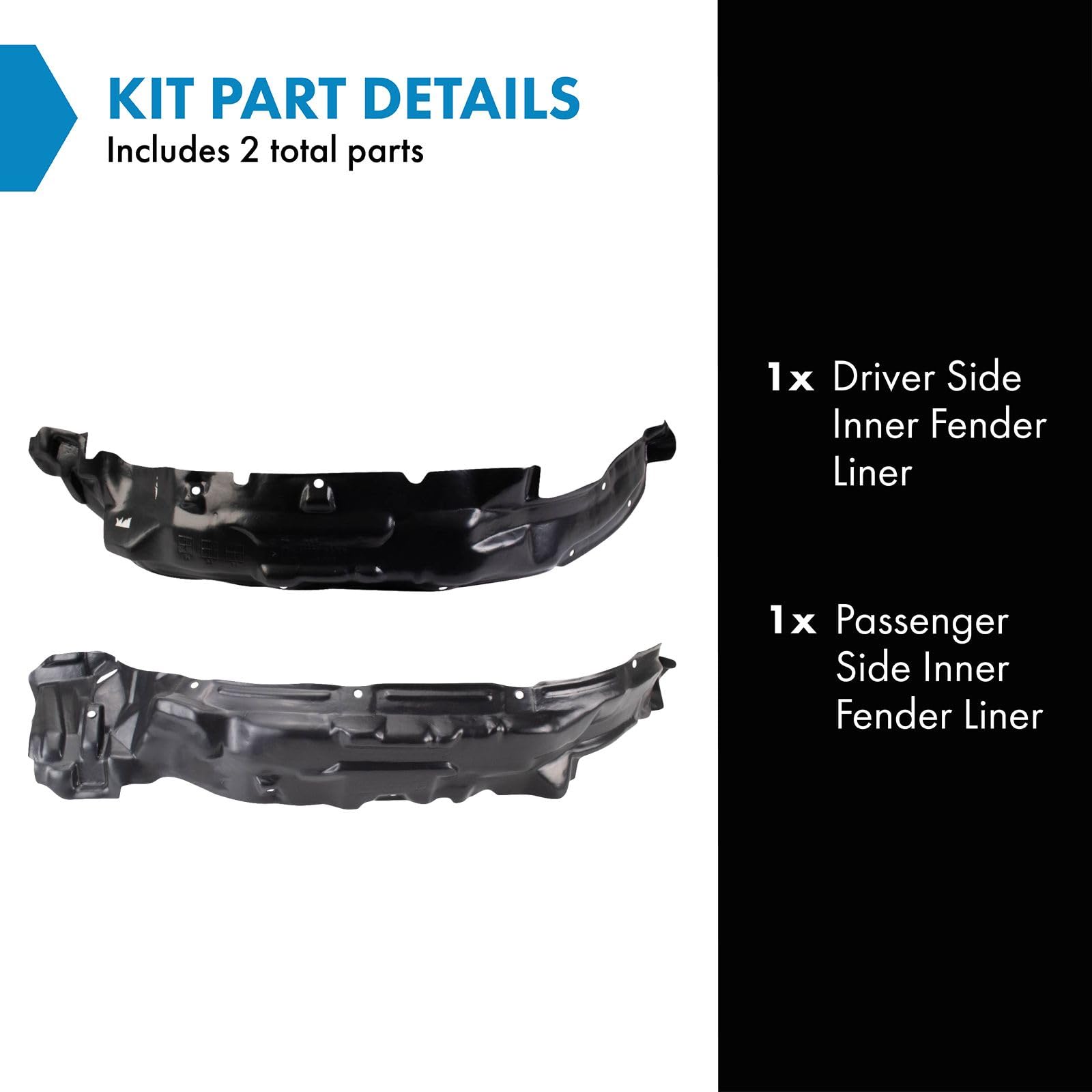 TRQ Inner Fender Liner Set for 1989-1995 Toyota Pickup, Model BDA14692, Durable Protection, Easy Installation