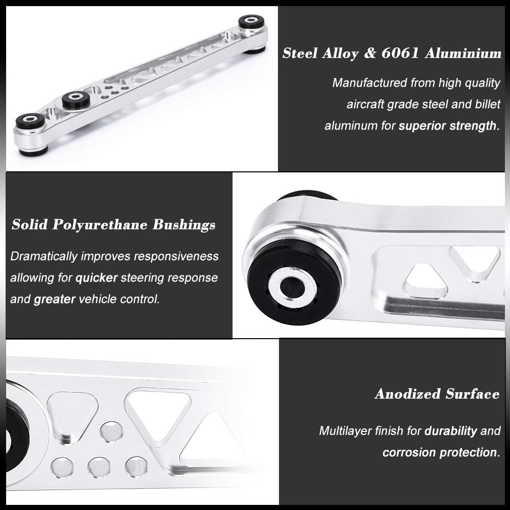 PTNHZ Rear Billet Aluminum Lower Control Arms Relacement For 96-00 Honda Civic Si SiR EK Chassis Strut Suspension Crossmember 1