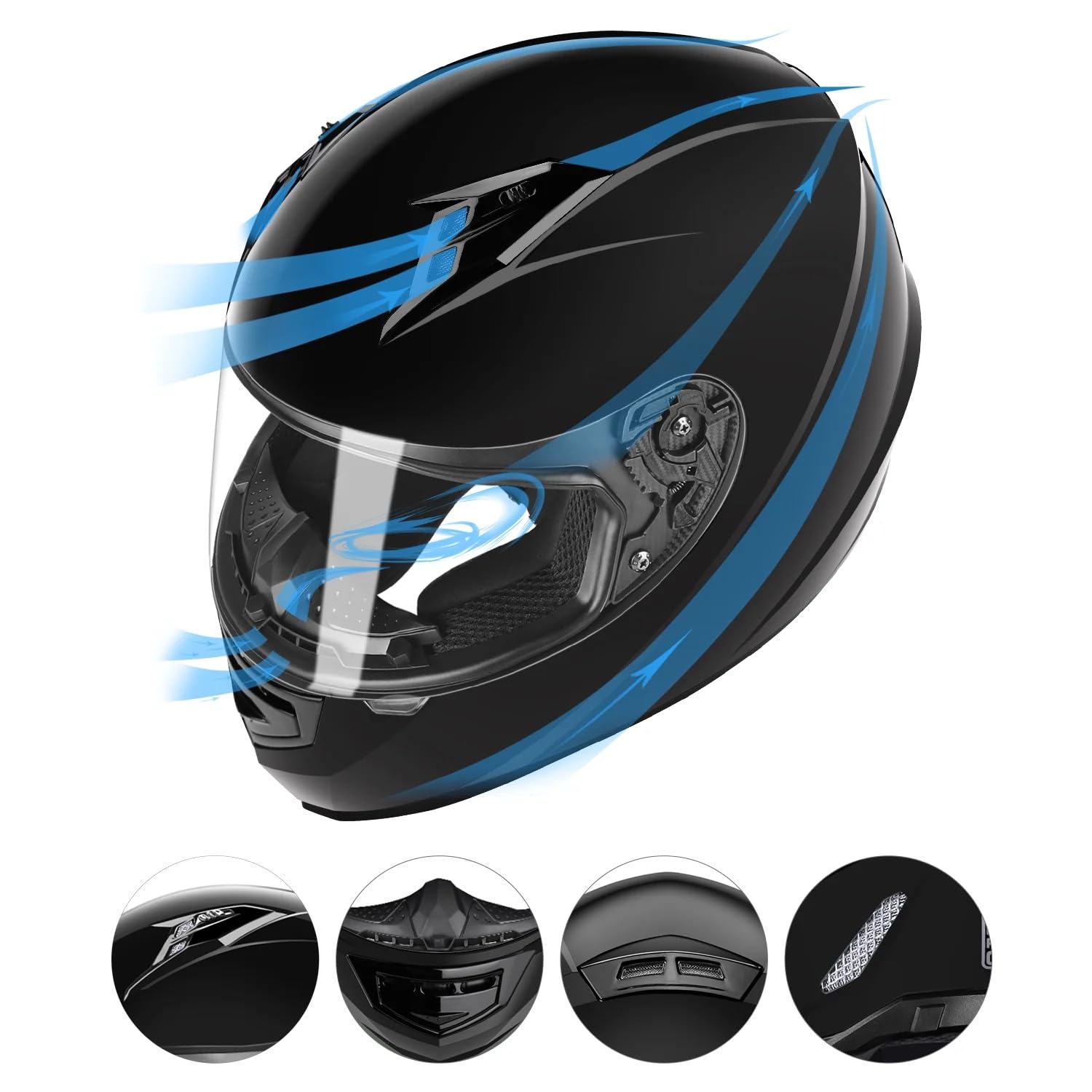 Glx Gx11 Compact Motorcycle Helmet - Black, Small - Full Face W/ Tinted Visor, Dot Approved
