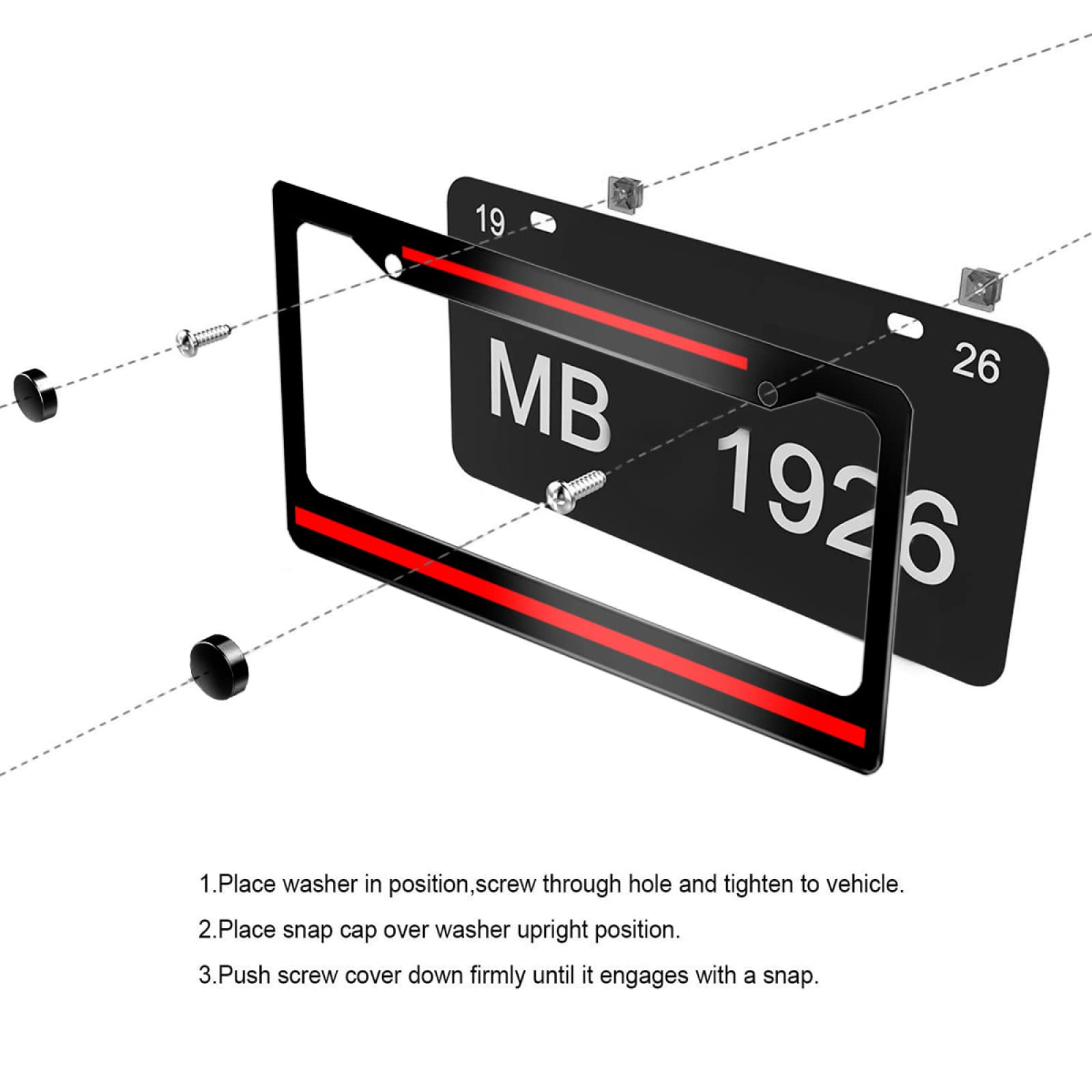 Meikosks Thin Red Line License Plate Frame Firefighters License Plate Frames,Metal Aluminum Car Cover Tag Holder Frames,2 Holes