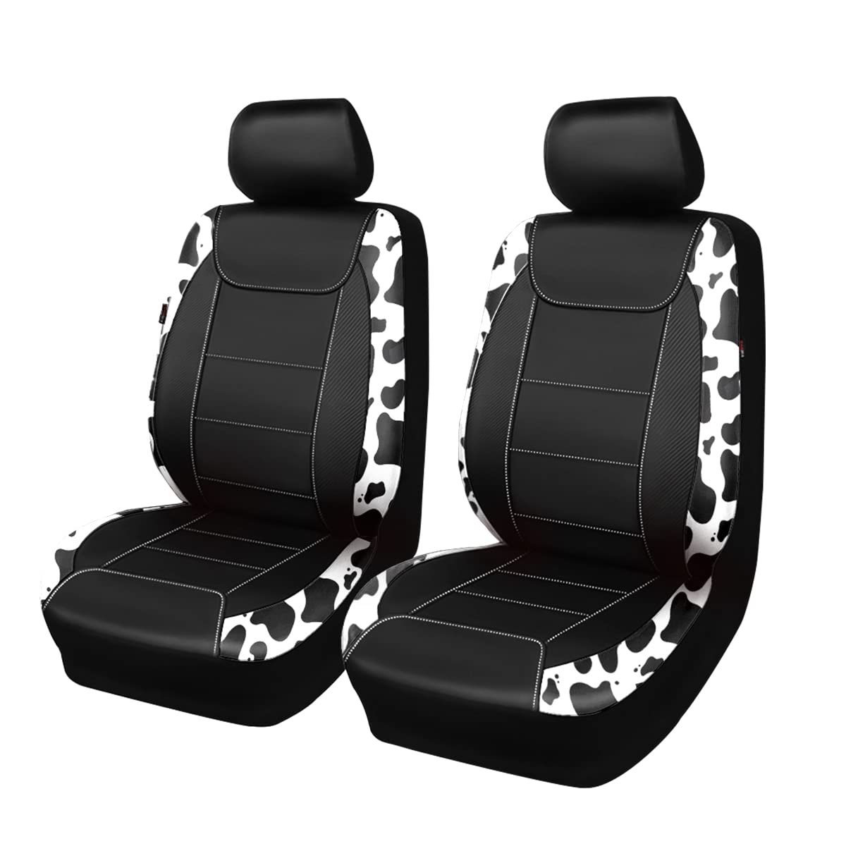 Flying Banner Car Seat Covers Protects Water Proof Faux Leather Carbon Fiber Fronts Cow Black