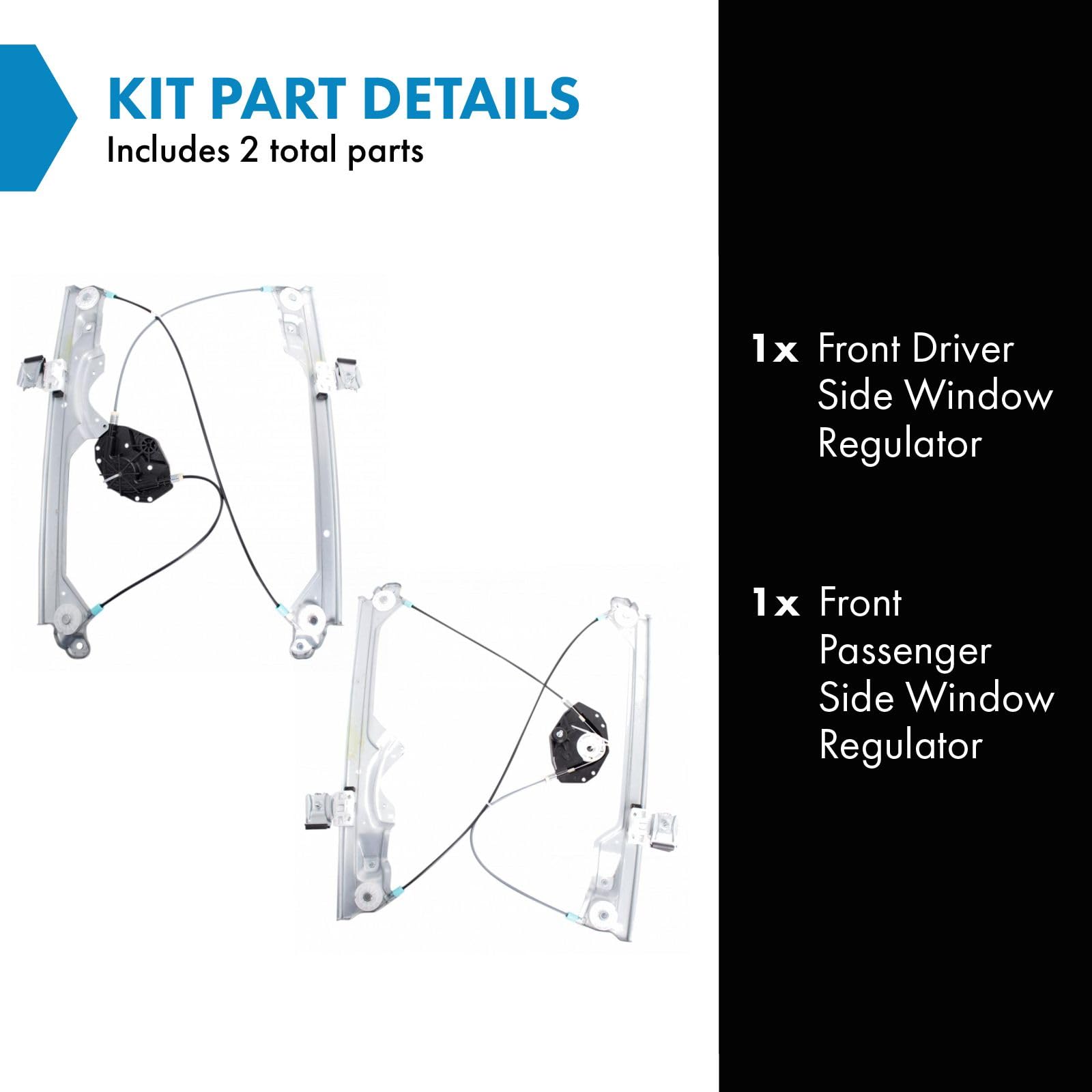 Trq Front Power Window Regulator Set Compatible With 15-20 Cadillac 14-20 Chevrolet Gmc