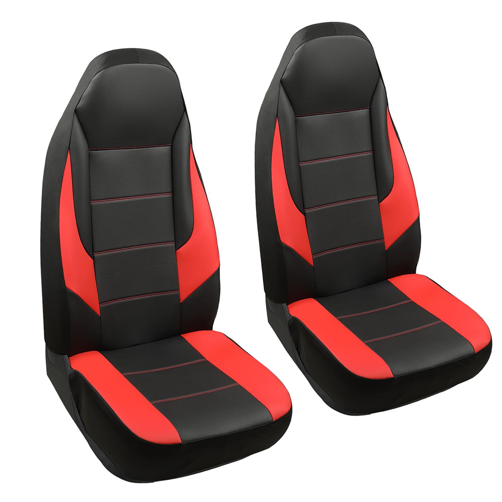 GIANT PANDA Front Car Seat Cover for Jeep Wrangler TJ (1997-2006),Leather Bucket Seat Covers Custom Fit Jeep Accessories (Red+Bl