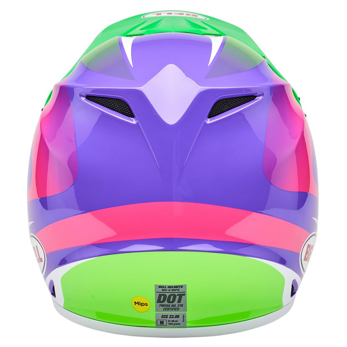 Bell Mx-9 Mips Dirt Helmet (Gloss Jackal Hi-Viz Green/Purple - Large)