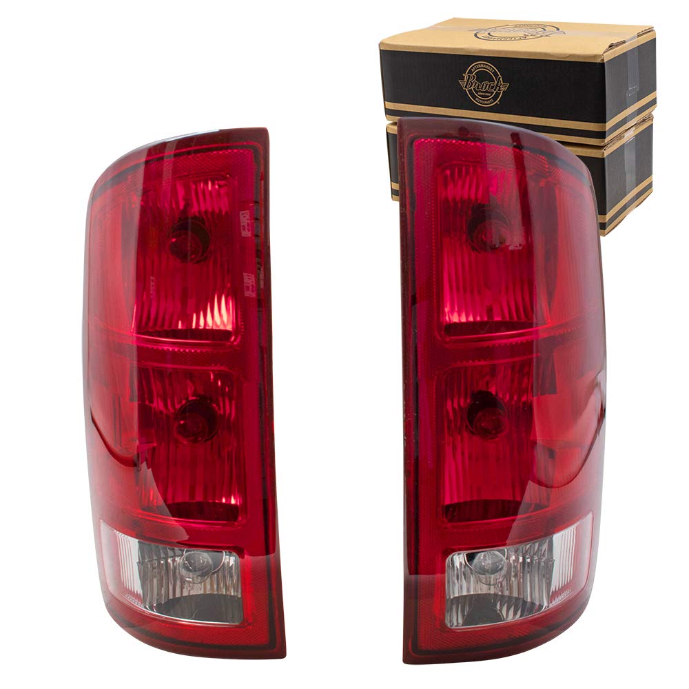 Brock Replacement Tail Lights Compatible with 2002-2006 Pickup Truck Set Driver and Passenger with Circuit Board 55077347AF 5507