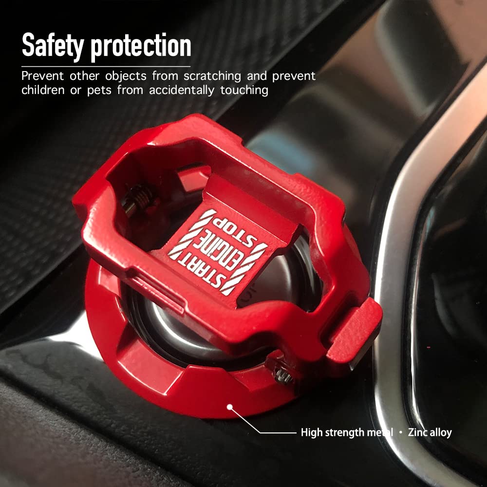 ???????????????? | Tybasthe Push Start Button Cover, Car Engine Start Stop Button Cover Protector, Cool Car Accessories Interior Decor Sticker Motorcycle Key Ignition Switch Cover, Red